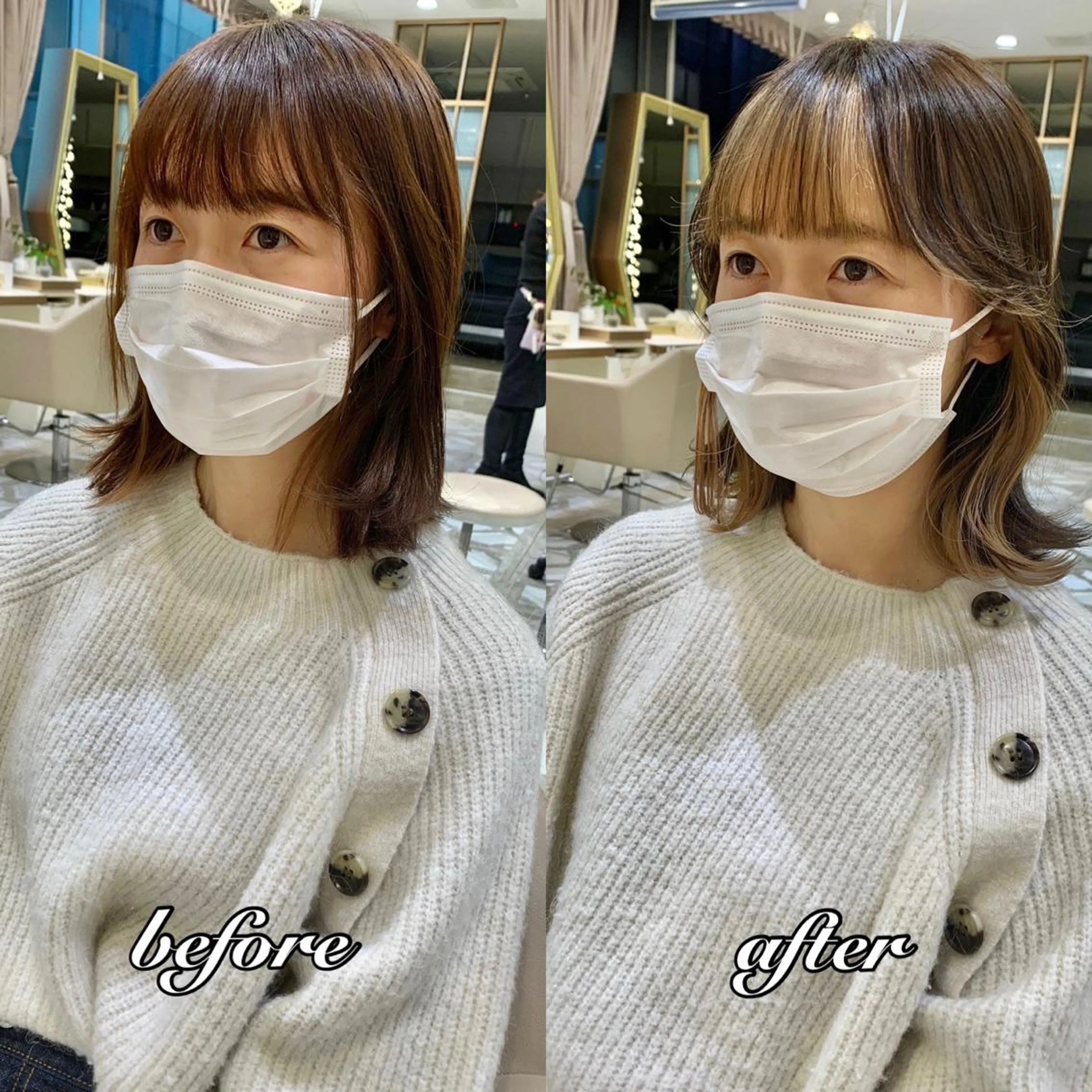 ミディアム カラー パーマ ヘアアレンジ メンズ キッズ ネイル マツエク・マツパ アイブロウ 《褒められる》 透明感カラー/小嶋のヘアスタイル