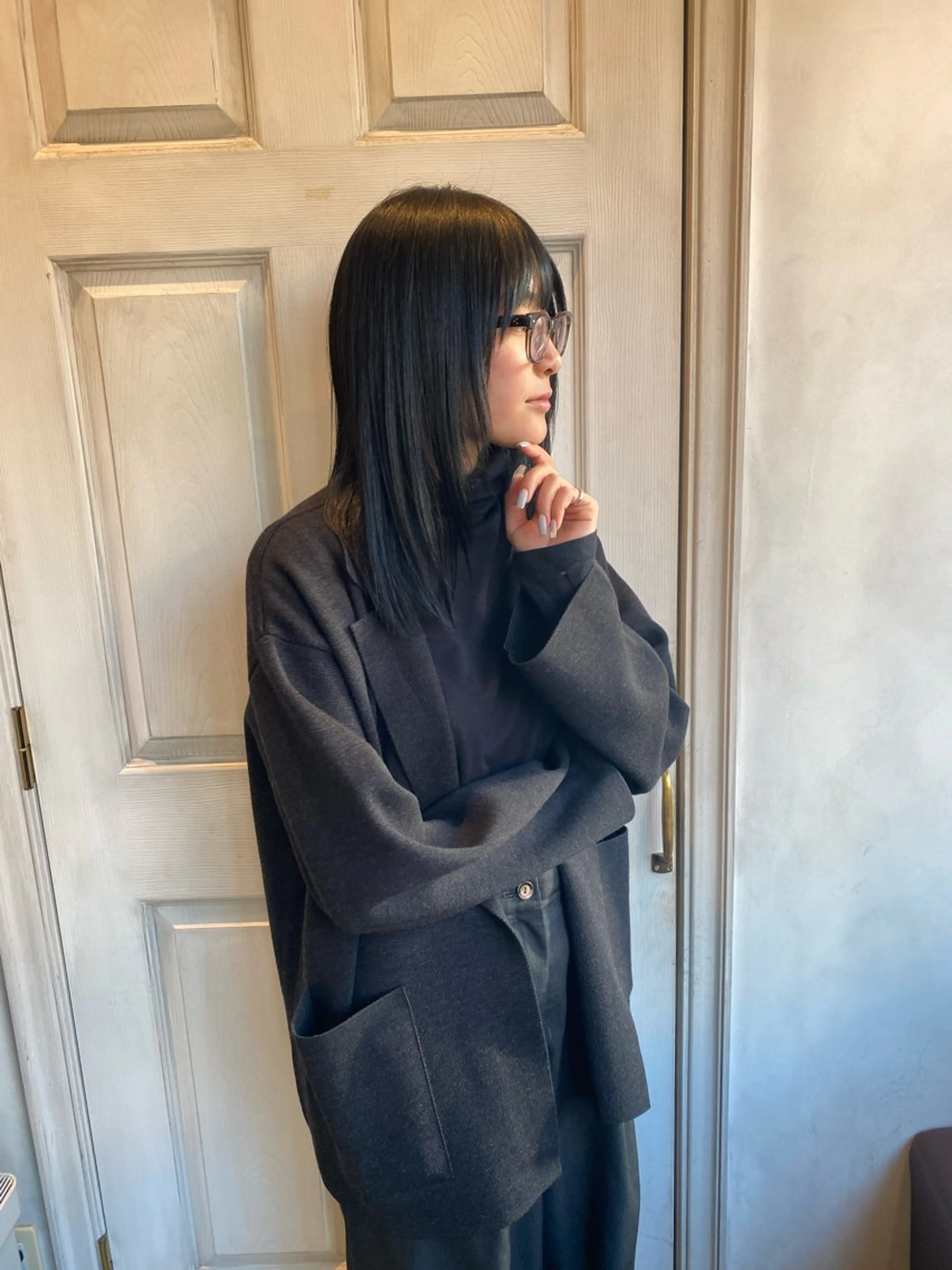 セミロング カラー 伸ばしかけ カット ヘアカラー 千 田のヘアスタイル