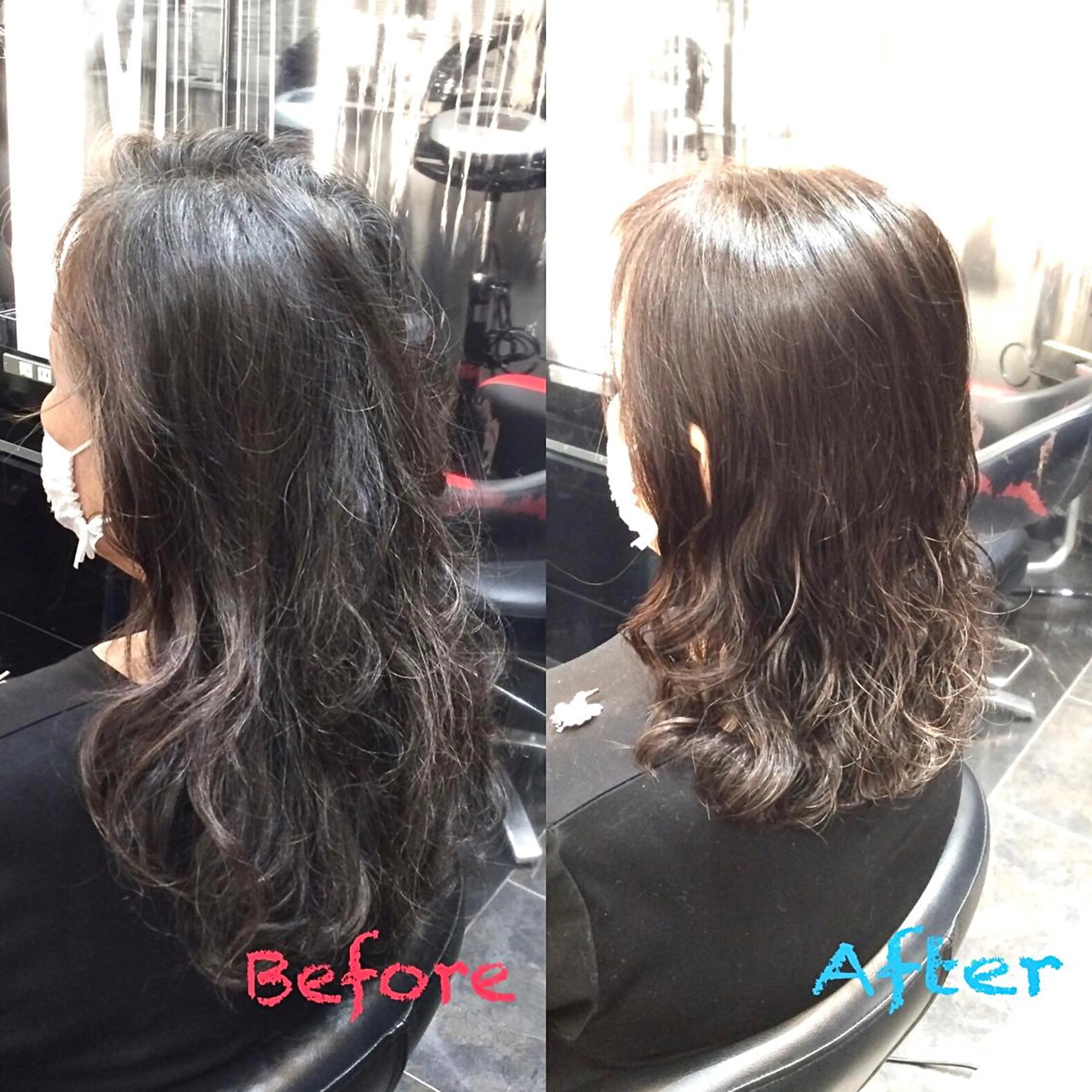 セミロング カラー パーマ Annon プライベートサロンのヘアスタイル