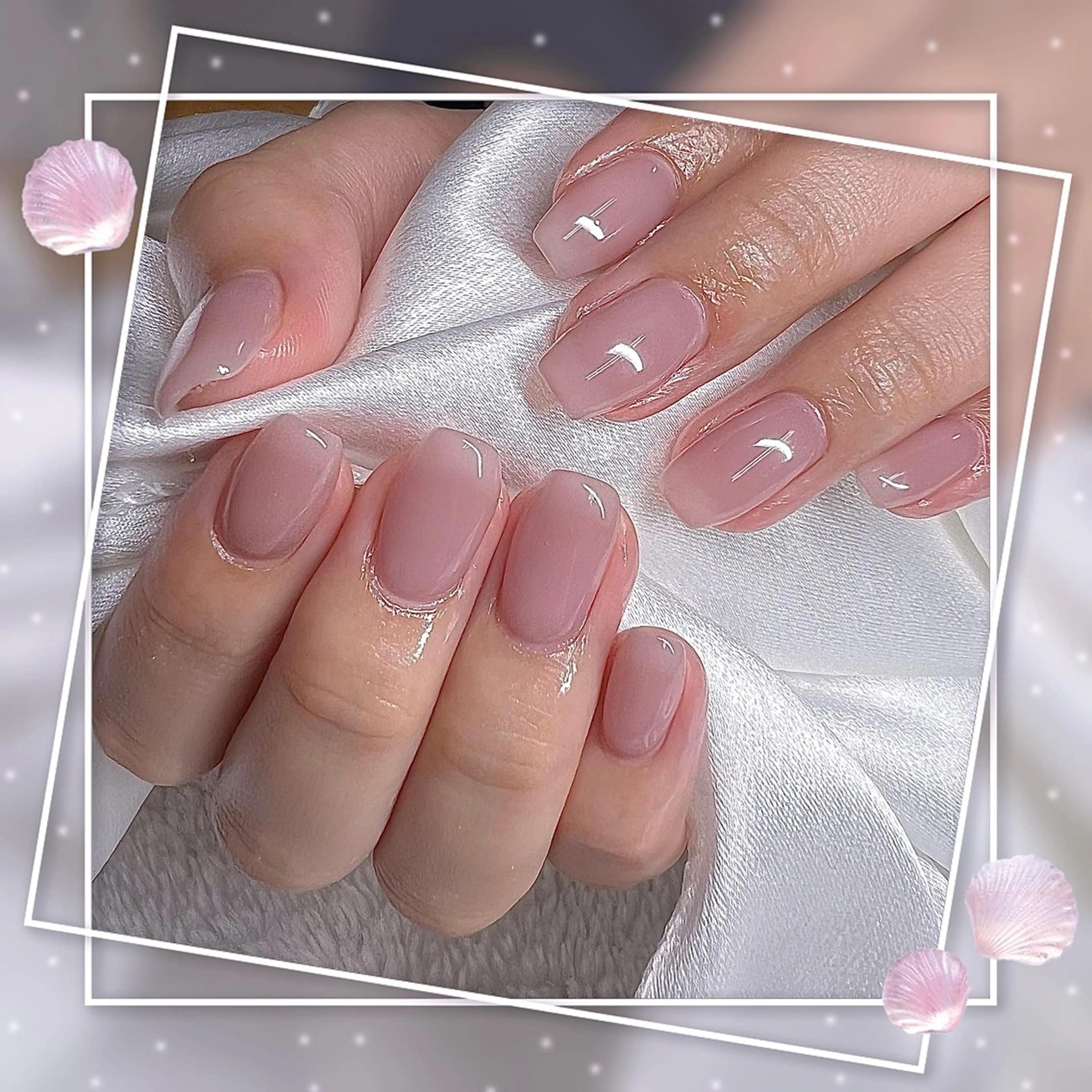 ネイル フレンチネイル グラデーション キラキラネイル 韓国ネイル マグネットネイル Chill Nailsalonのネイルデザイン