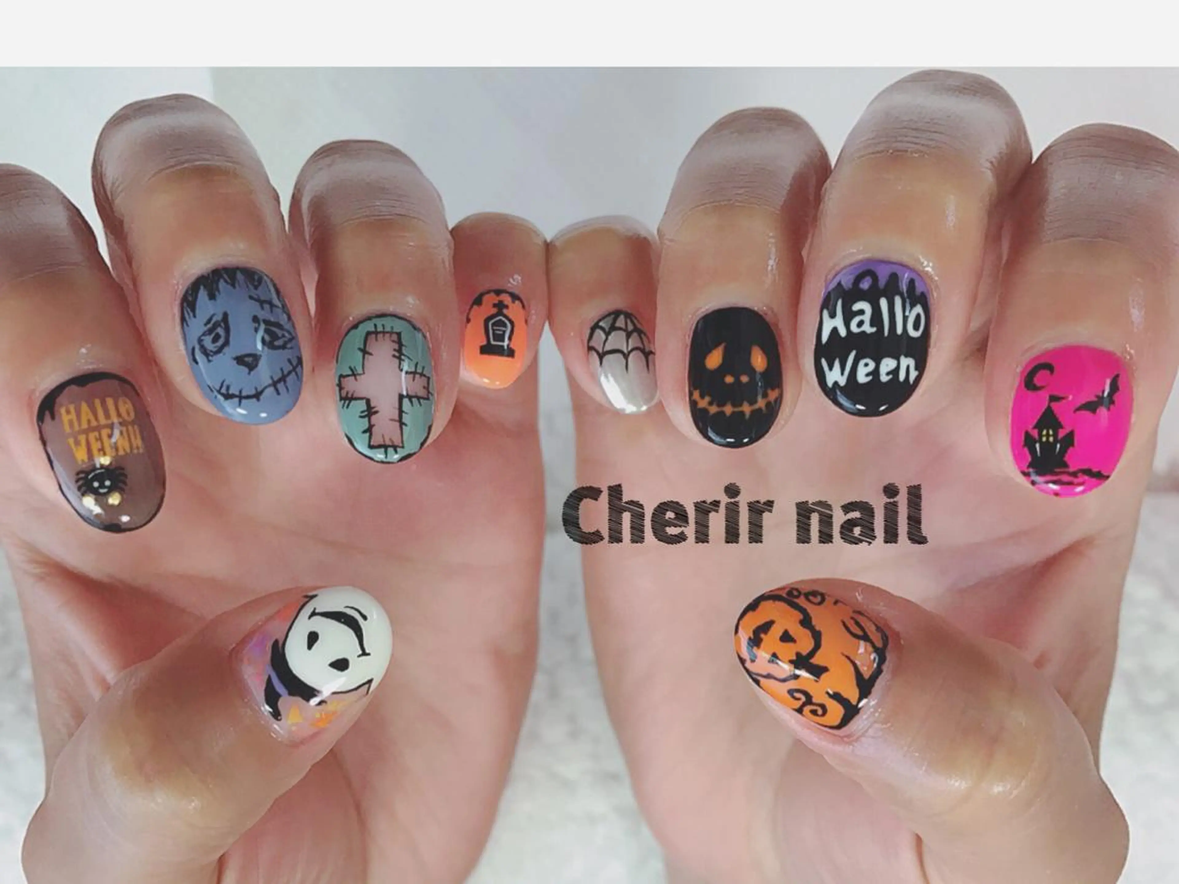 ネイル アートネイル ハロウィン ミラーネイル ハンドネイル Cherirnail kaoriのネイルデザイン