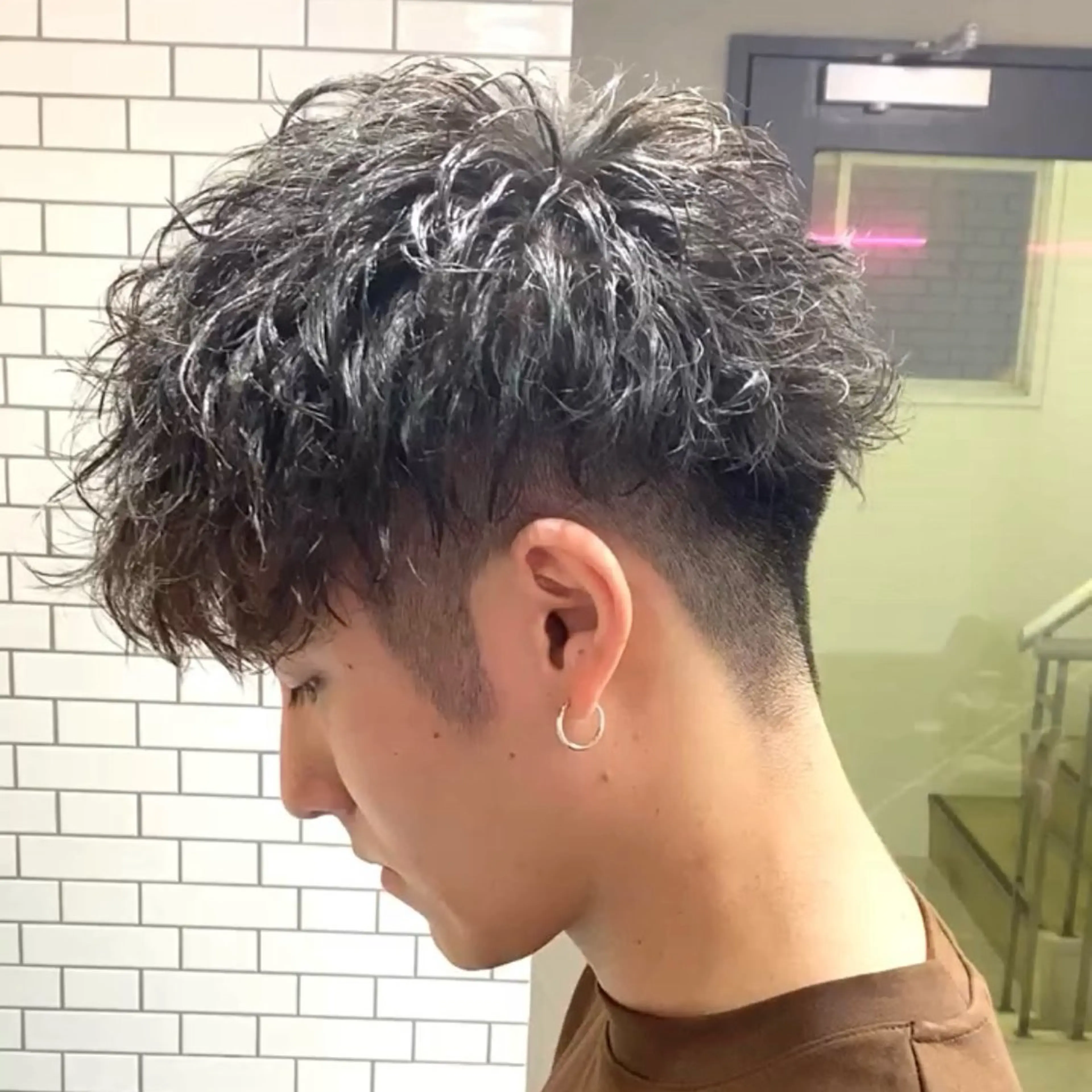 《メンズカット+パーマ+メッシュキャップハイライト🪴/¥13,200​〜​》の写真