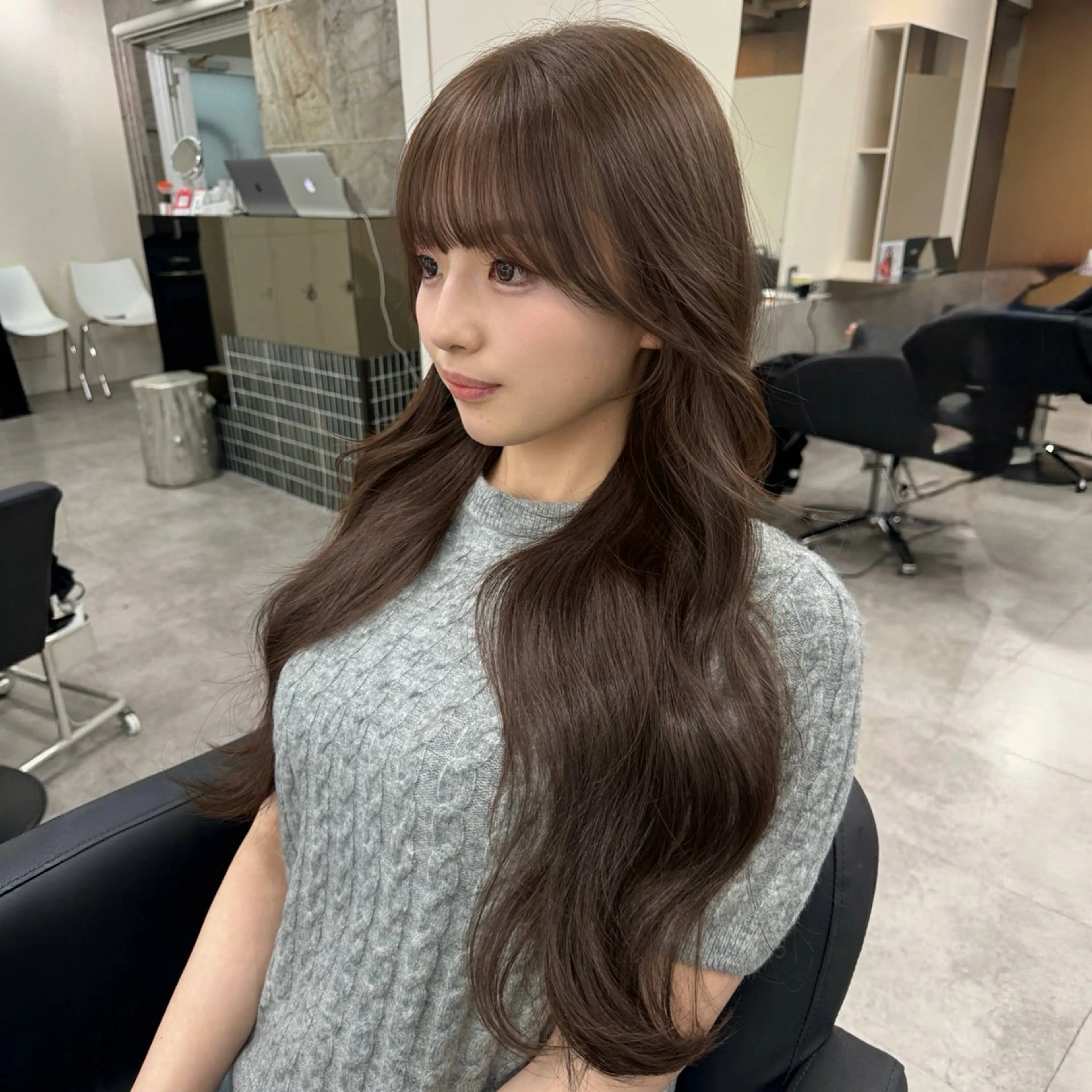 ロング カラー カット ヘアカラー トリートメント 🎀髪質改善×韓国レ イヤー×透明感/米田のヘアスタイル