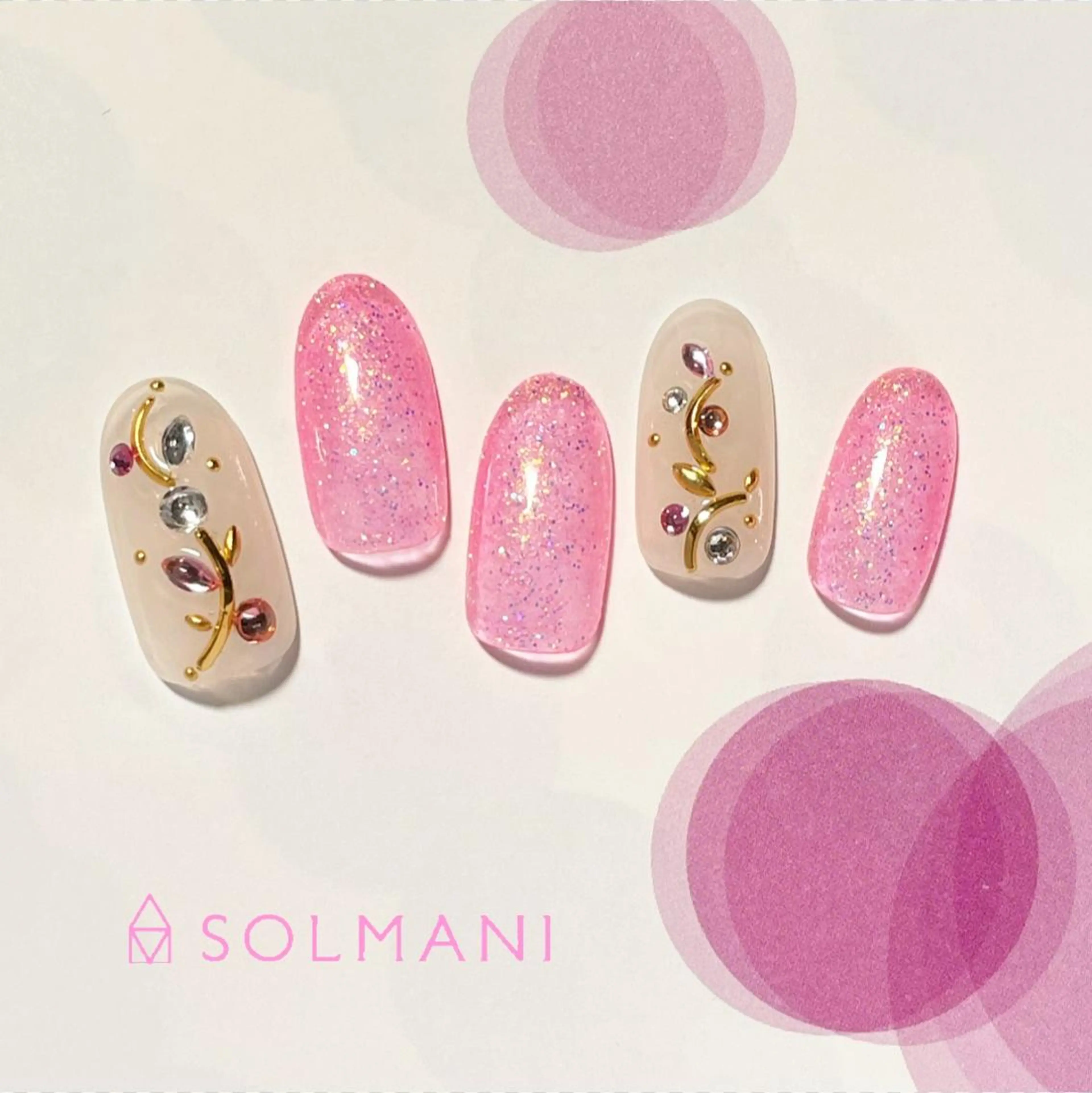 ネイル アートネイル ストーンネイル SOLMANI 予約担当のネイルデザイン