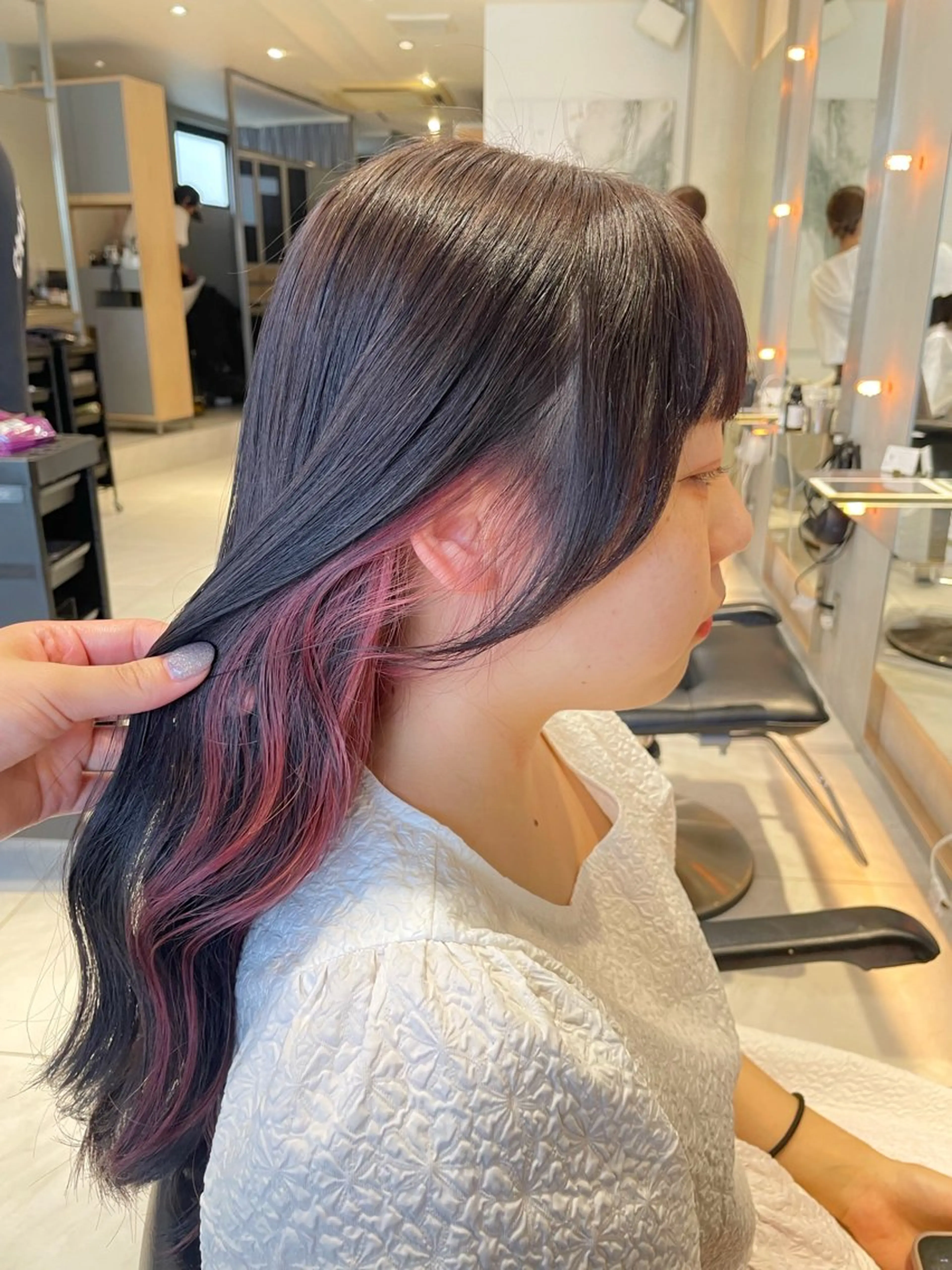 セミロング カラー ヘアアレンジ ヘアカラー トリートメント ヘッドスパ ヘアセット 艶髪/レイヤーカット 🐣misakiのヘアスタイル