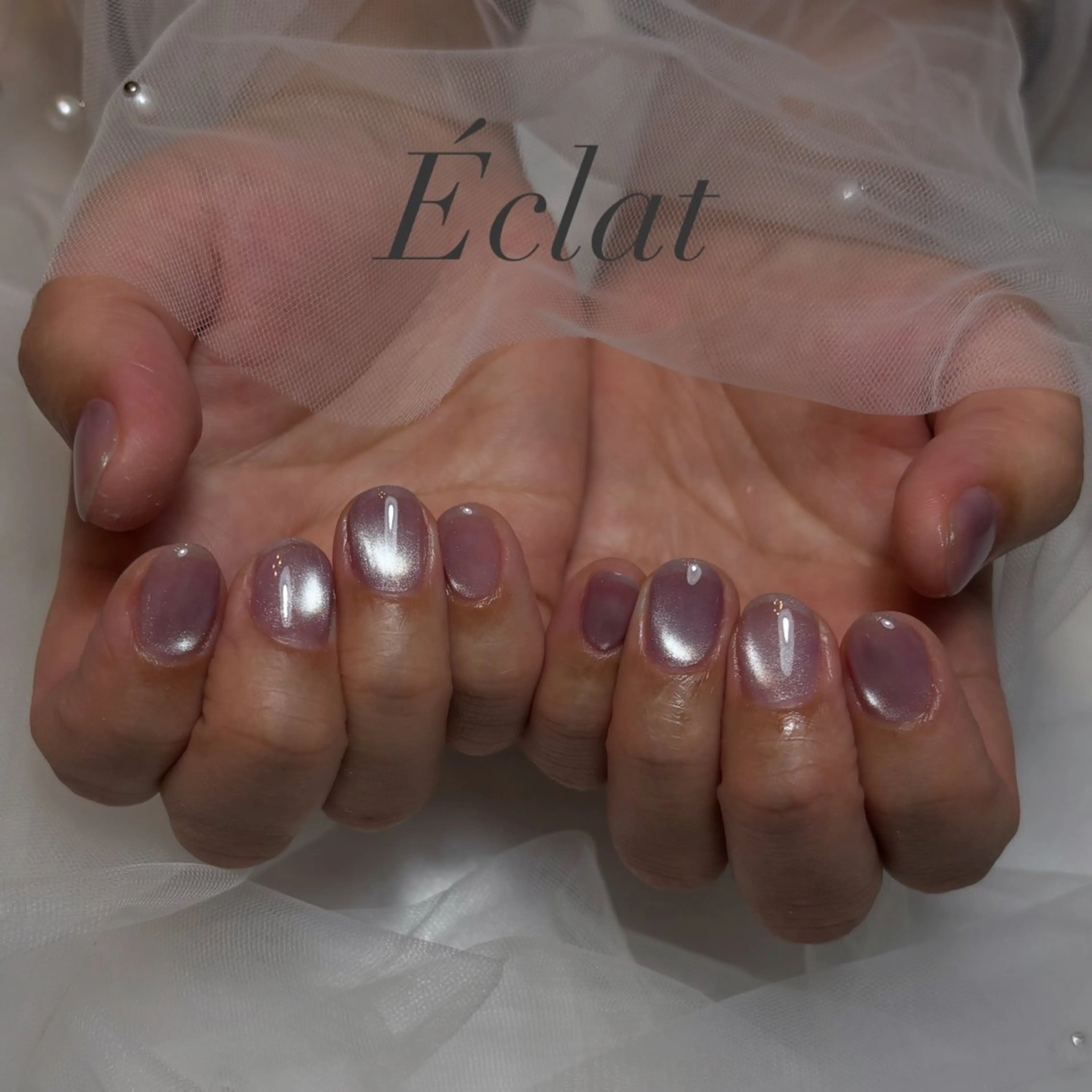 ネイル マグネットネイル パープル ハンドネイル nail salon Éclatのネイルデザイン