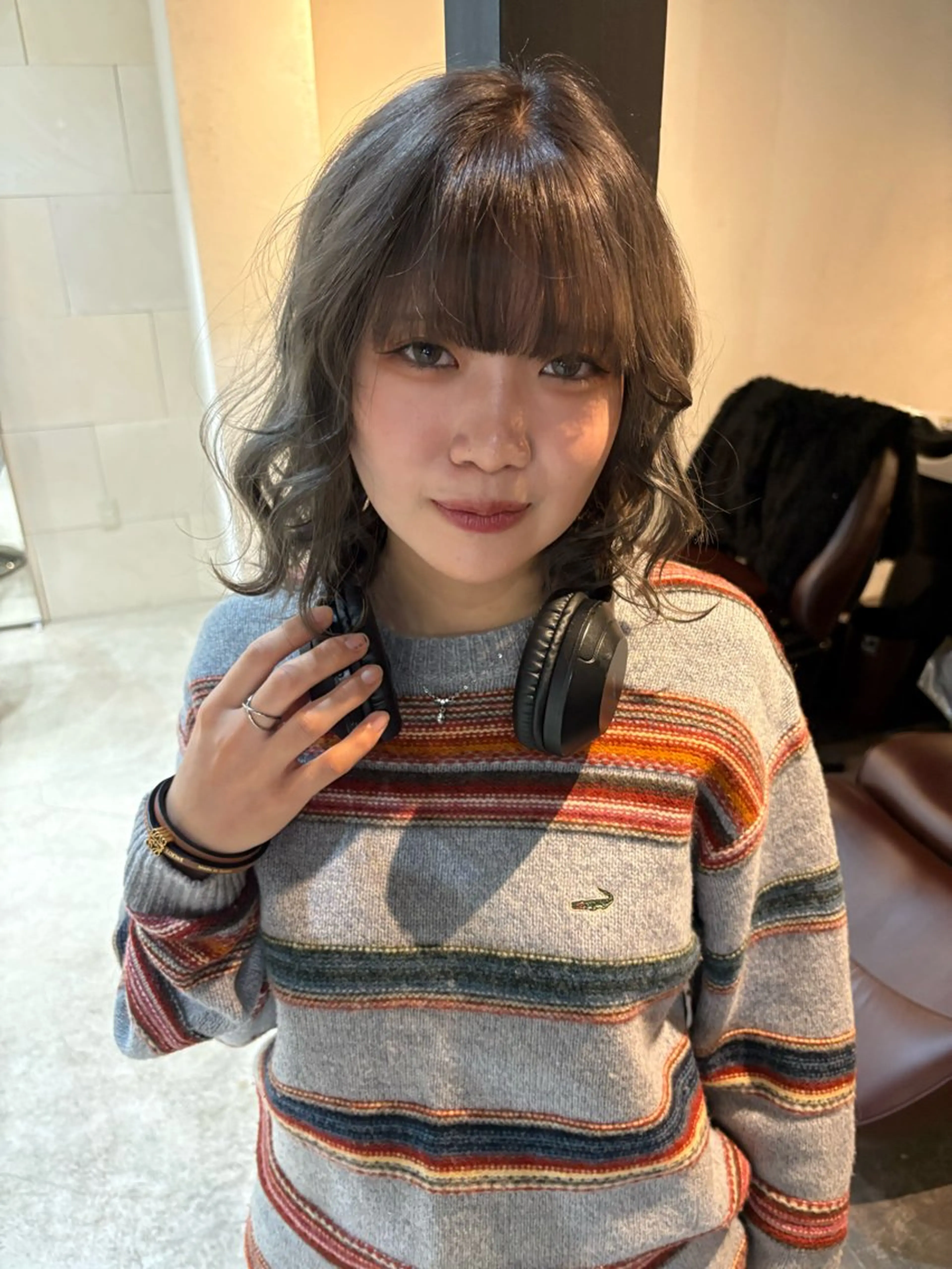 ミディアム カラー パーマ ヘアアレンジ グレージュ 【海外風カラー】 DEAN/YUYAのヘアスタイル