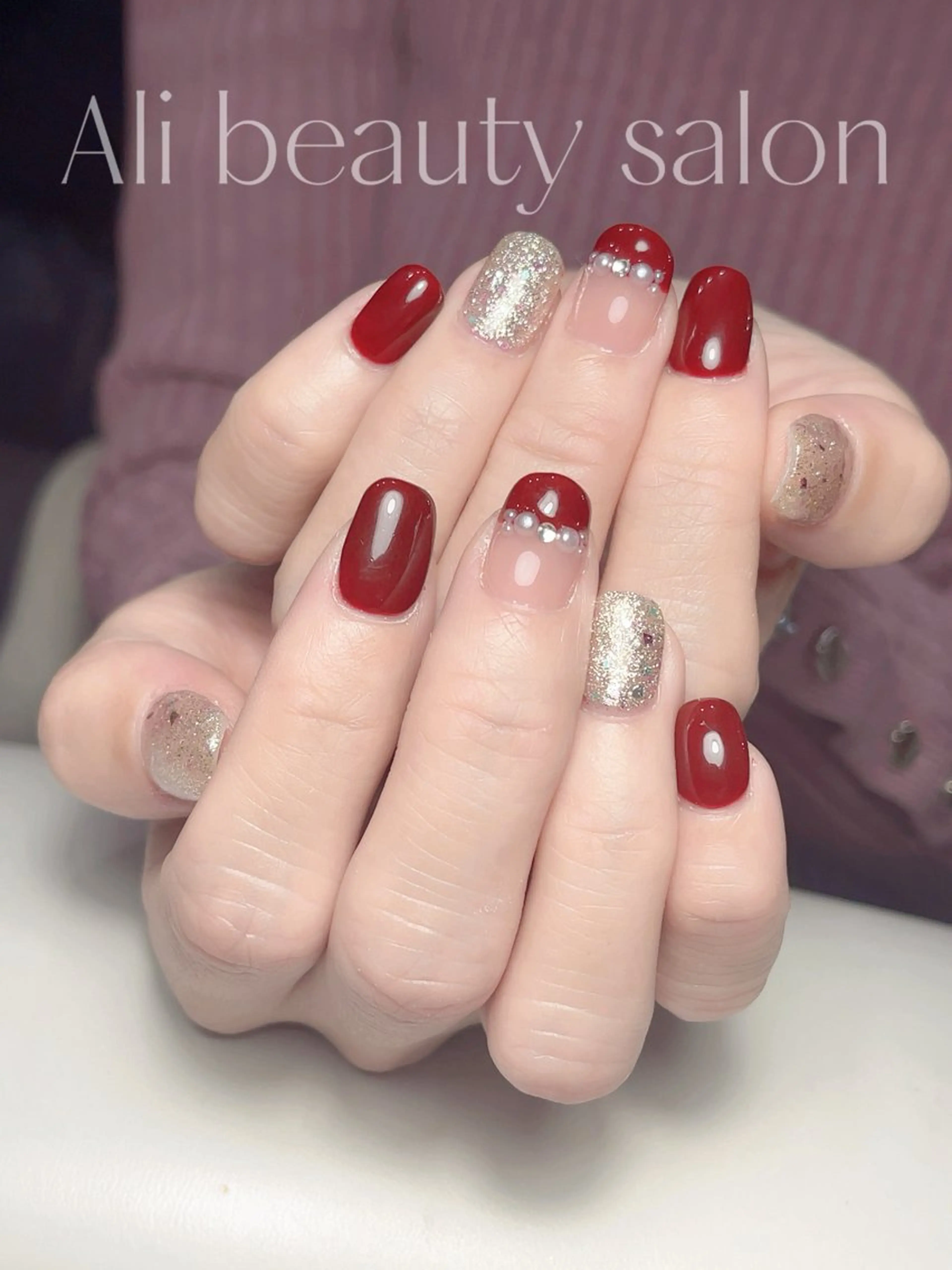 ネイル 赤色 Ali 新小岩 ネイル専門のネイルデザイン