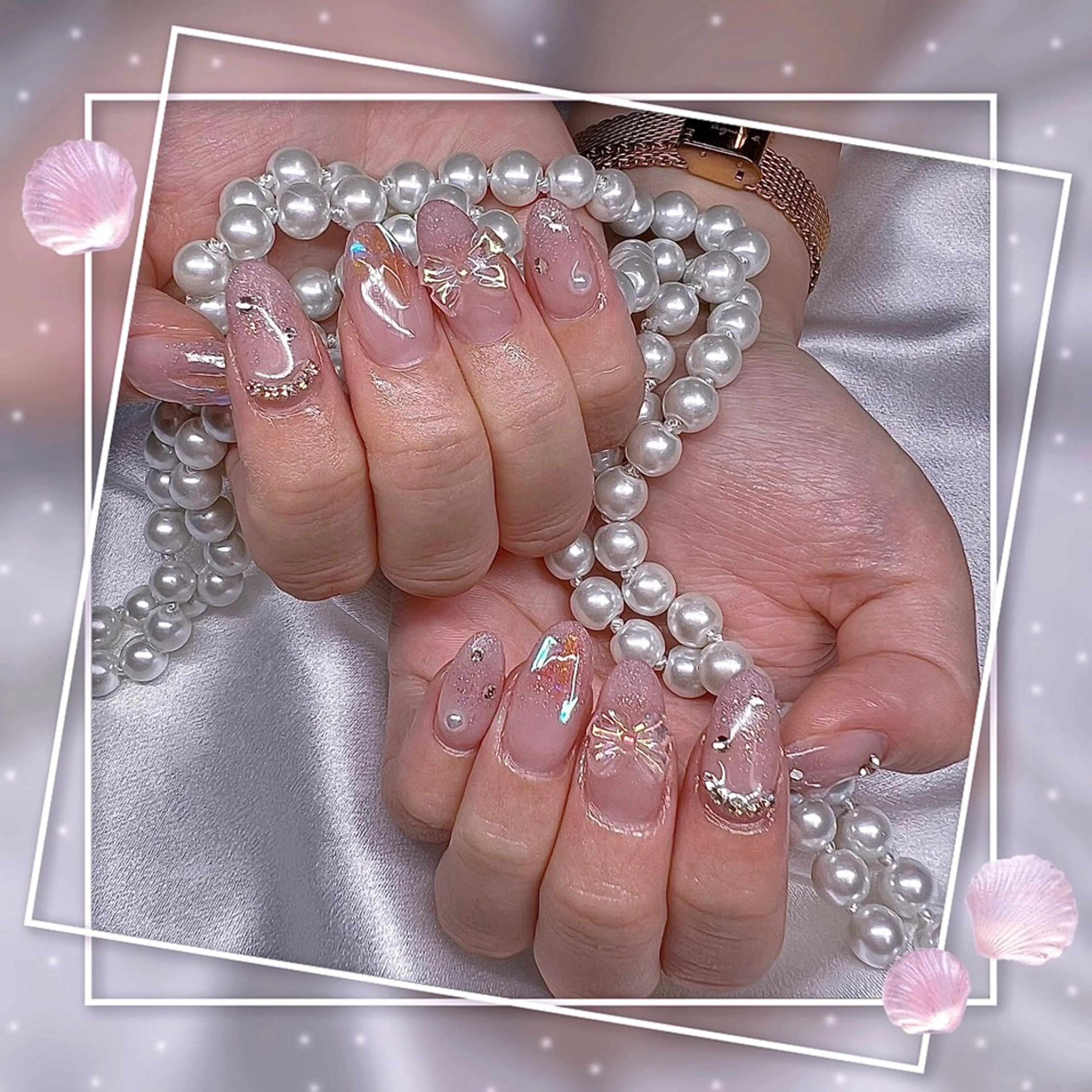 ネイル フレンチネイル グラデーション キラキラネイル 韓国ネイル マグネットネイル ハンドネイル Chill Nailsalonのネイルデザイン