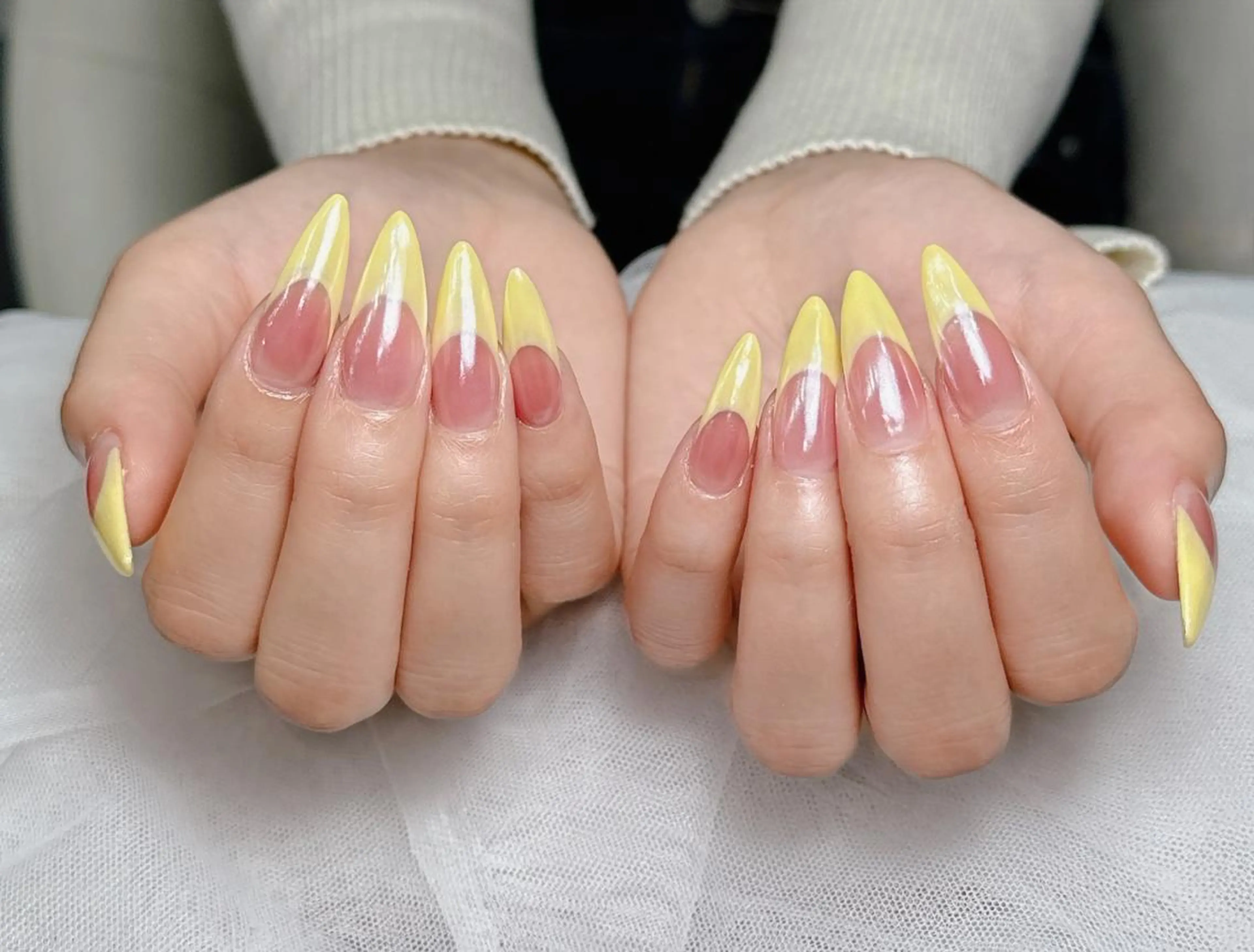 ロング カラー ベージュカラー グラデーションカラー ピンクカラー 韓国風ヘア ハンドネイル yuna ユナのネイルデザイン