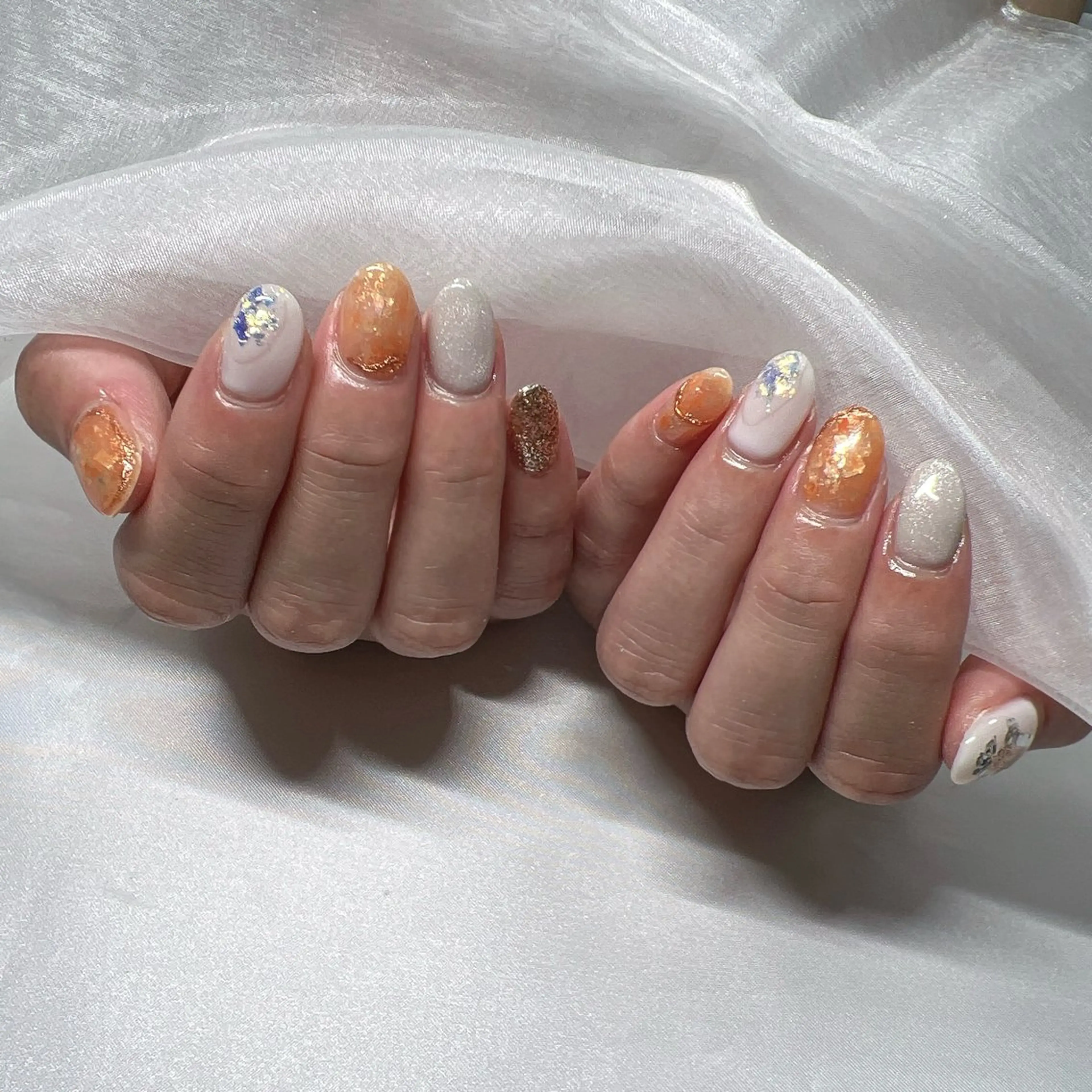 ネイル ジェルネイル 韓国ネイル ラメ(グリッター) マグネットネイル ミラーネイル ハンドネイル -nail salon-Reward所属・nail salon Rewardのネイルデザイン