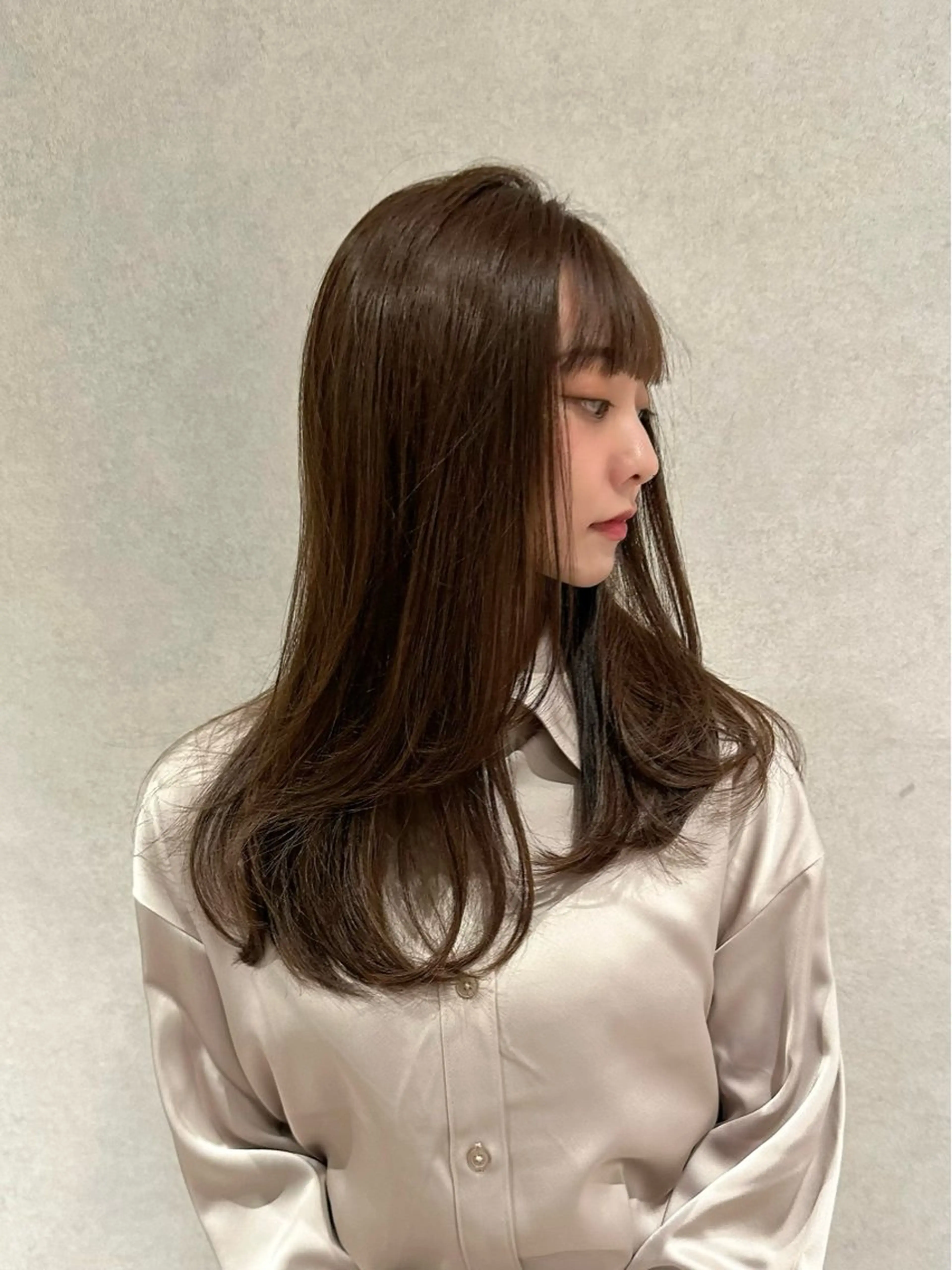 セミロング カット ヘアカラー トリートメント レイヤー/ハッシュ 渋谷/サッタのヘアスタイル