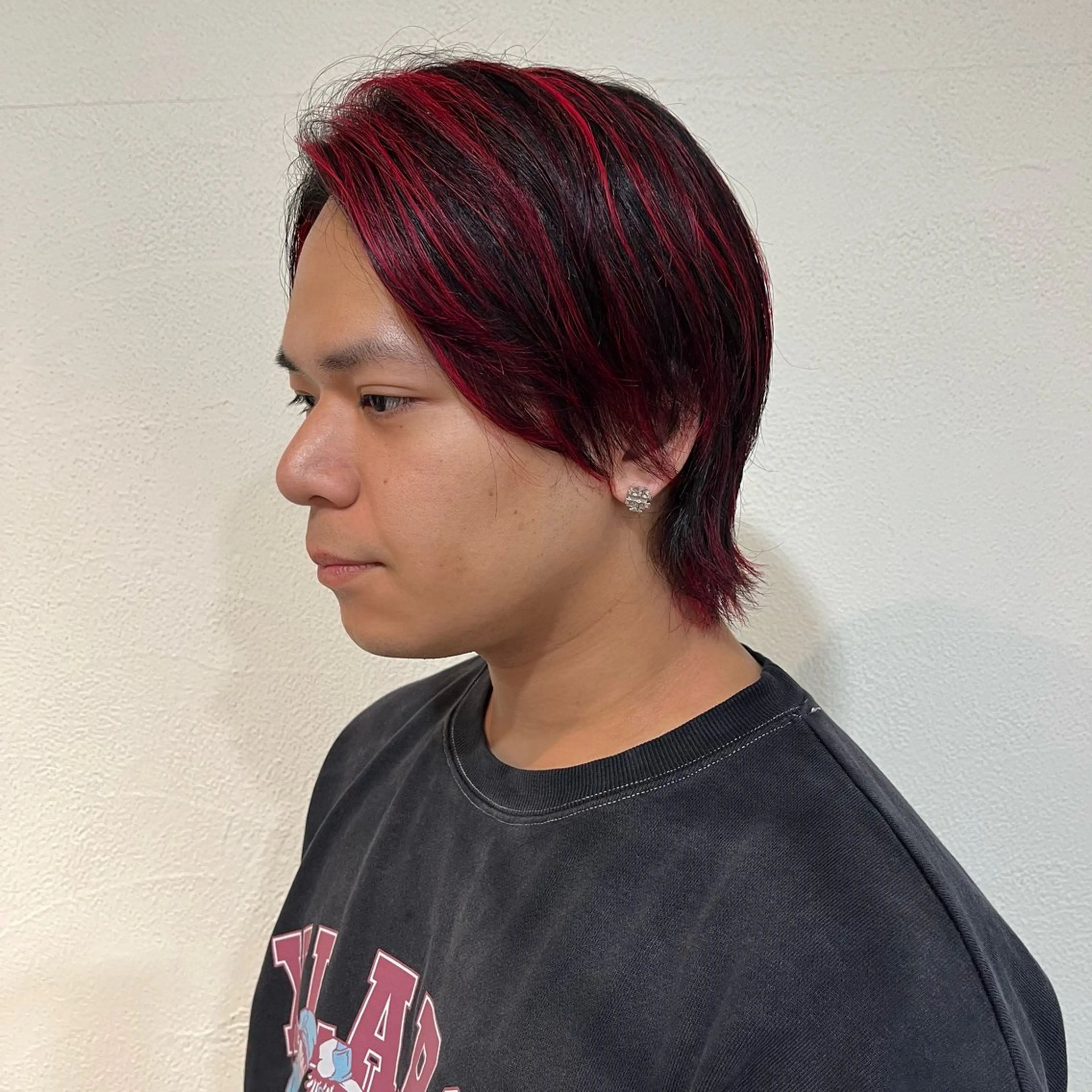 カラー メンズ メンズハイライト 黒髪 ハイライトカラー パ ルのヘアスタイル