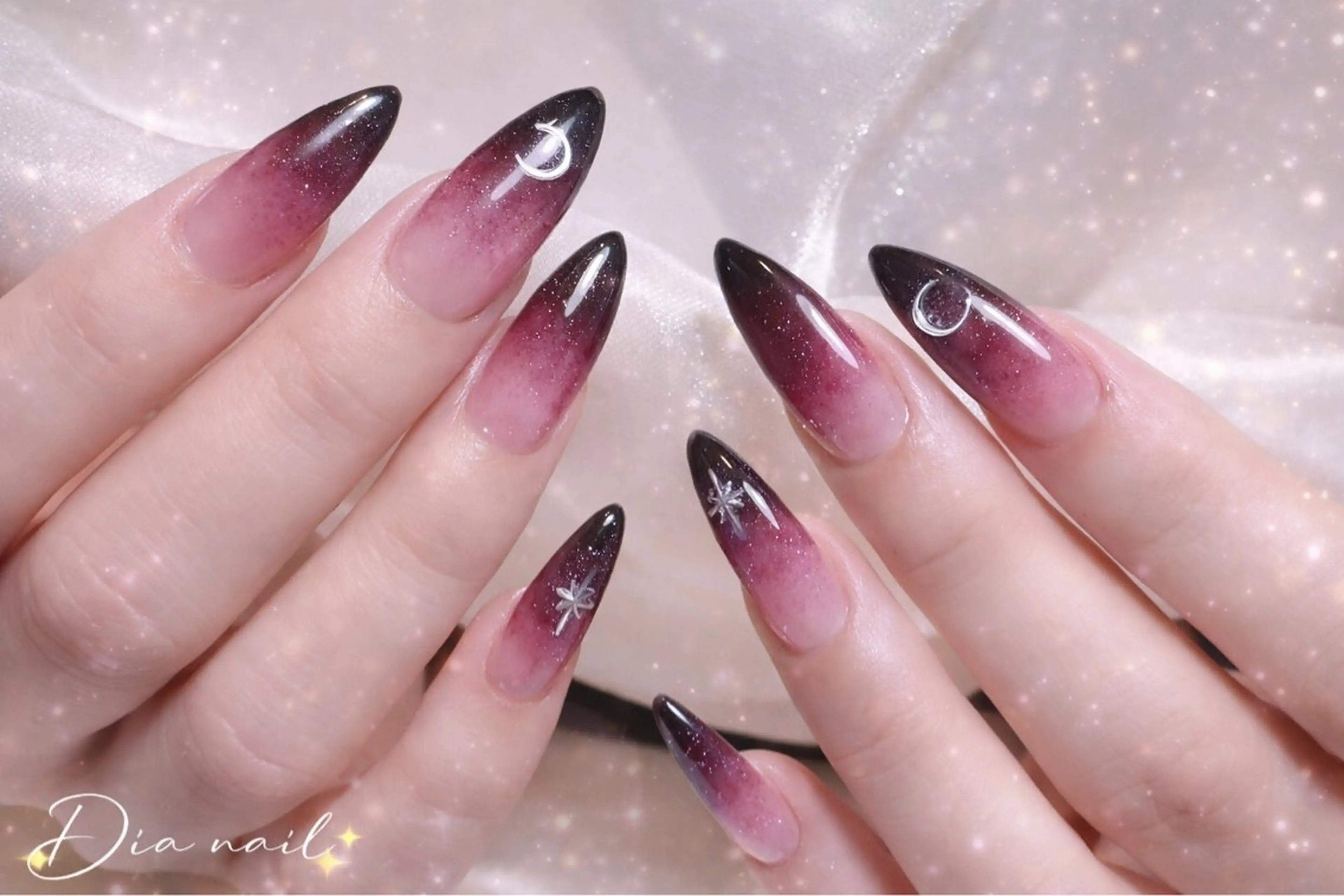 ネイル チークネイル ジェルネイル グラデーション マグネットネイル ニュアンスネイル Di'a nail ネイルサロンのネイルデザイン