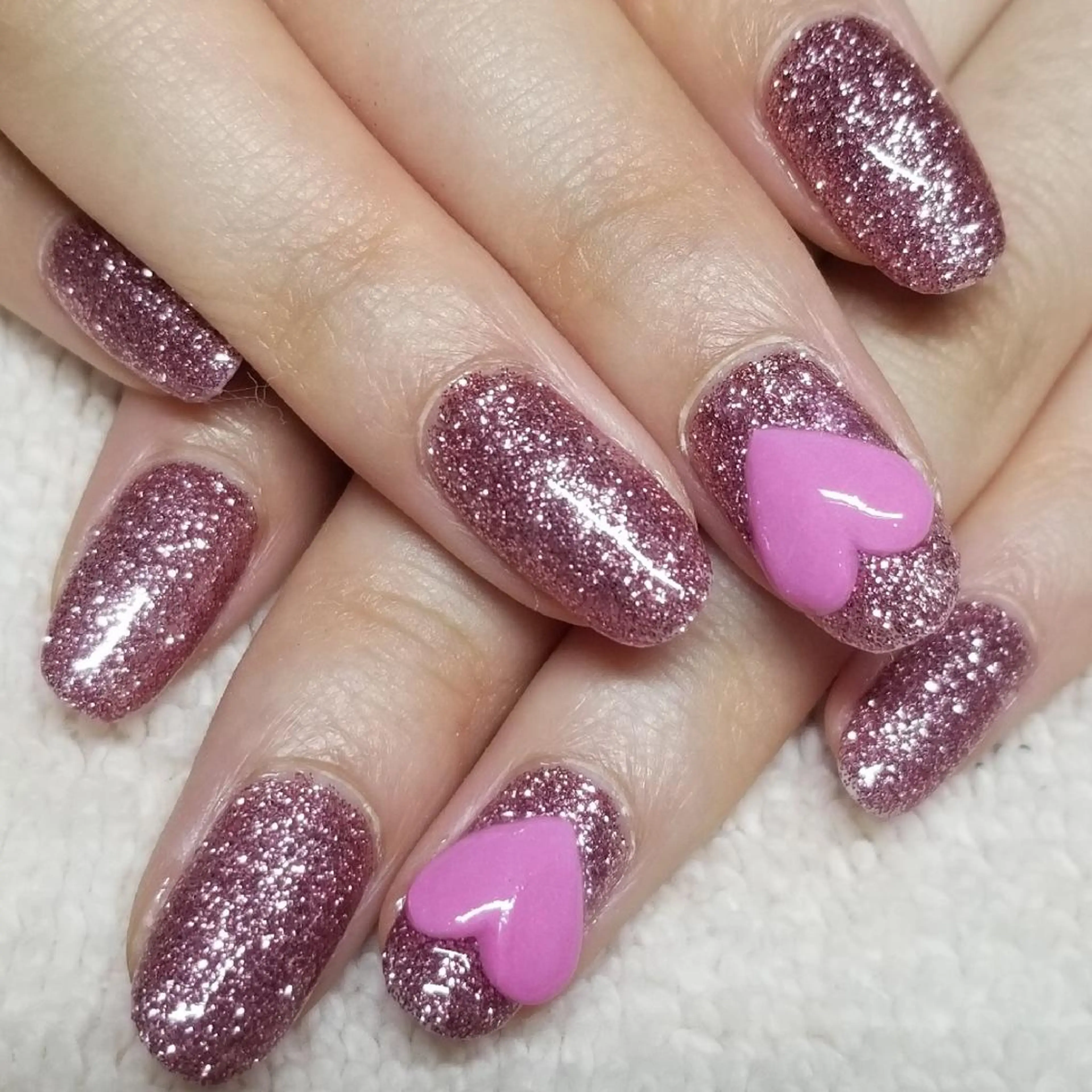 ネイル ハート ラメ(グリッター) ピンク ハンドネイル よしだ ひろきのネイルデザイン