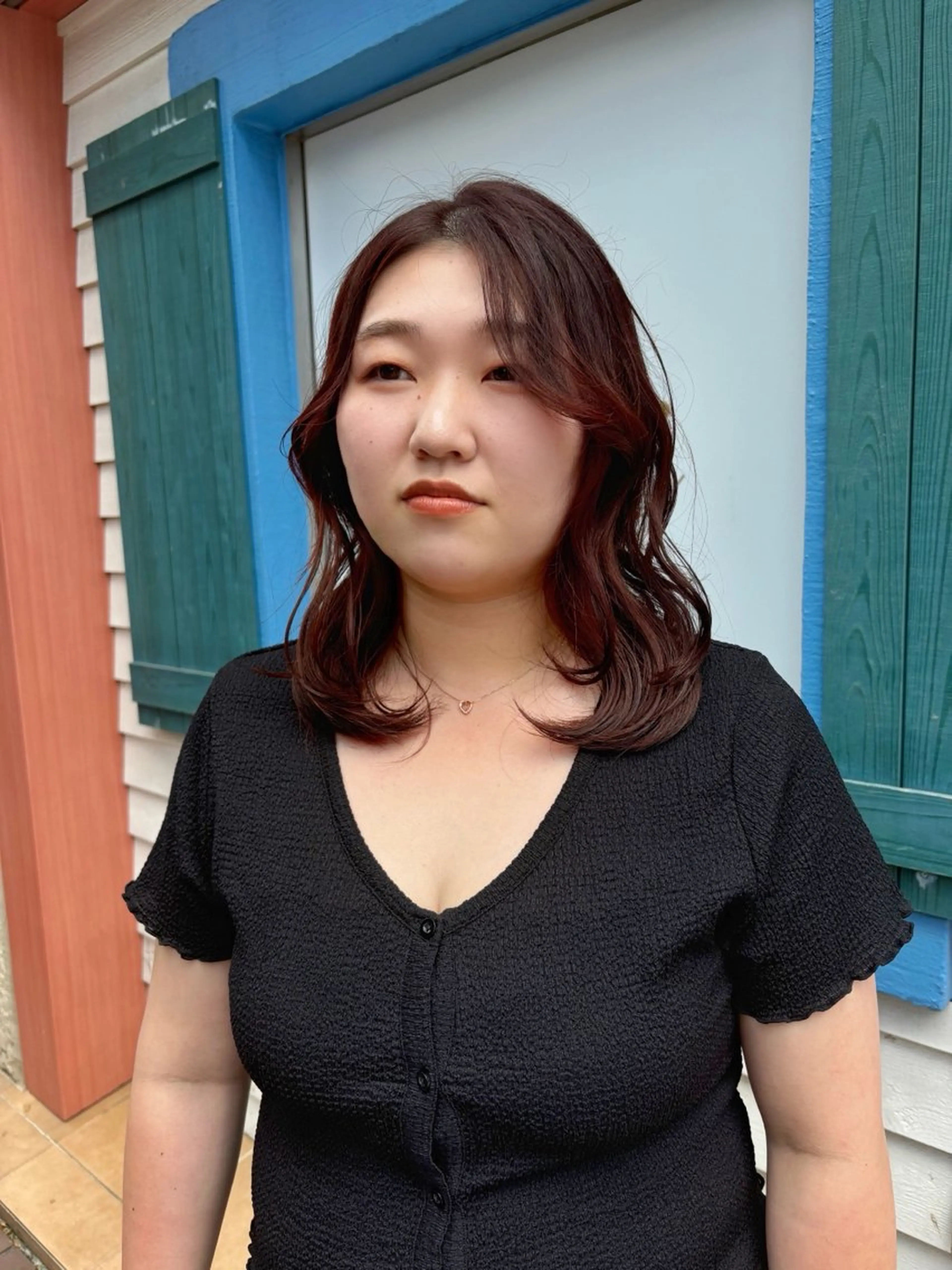 ミディアム カラー ヘアアレンジ ブラウンカラー オレンジ レッドカラー レッドブラウン 艶髪/髪質改善/ 松村きさらのヘアスタイル