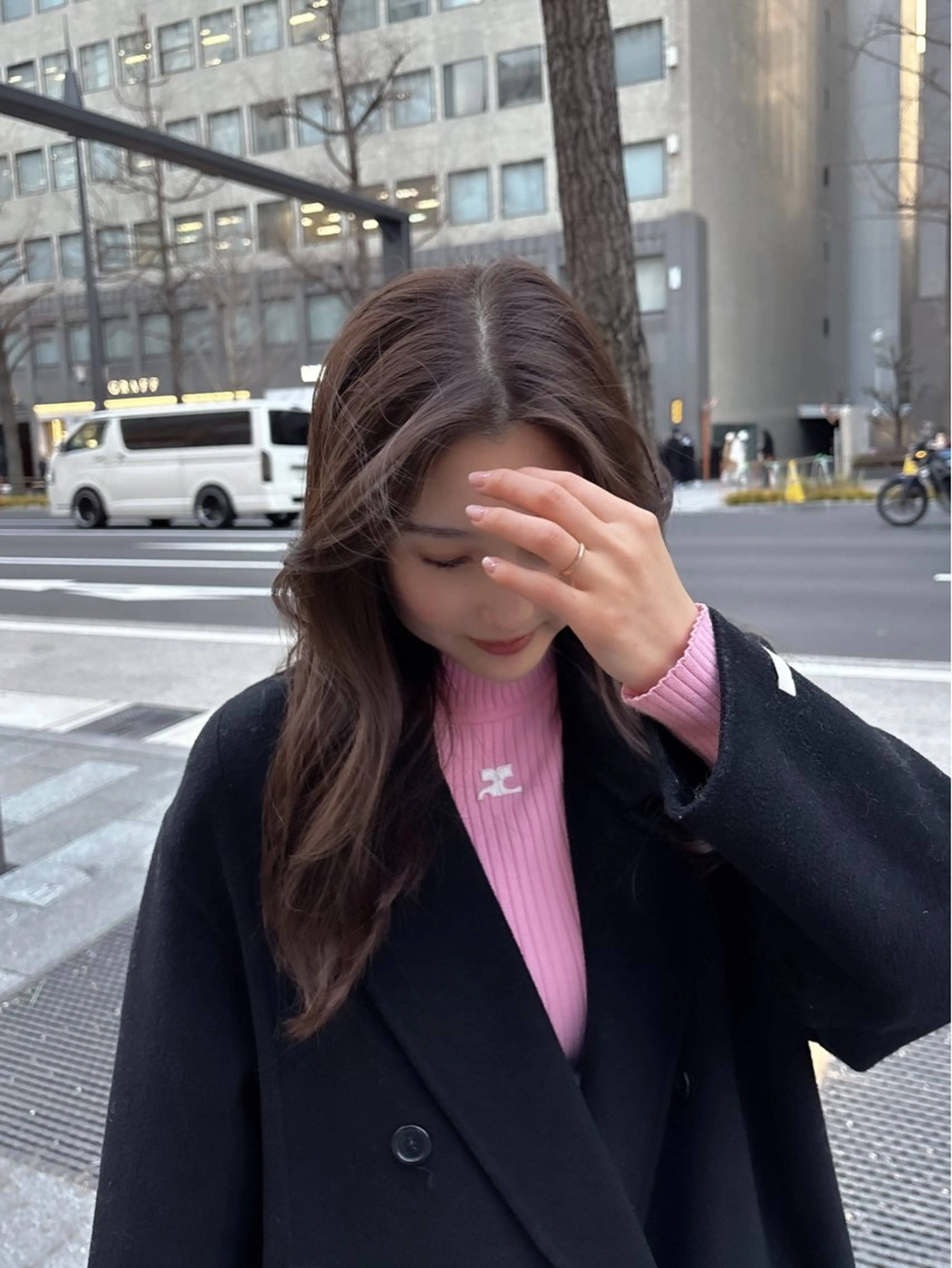 セミロング 顔まわりレイヤー レイヤーカット AVANCE元町店所属・韓国風style ❤︎　古庄美月のヘアスタイル