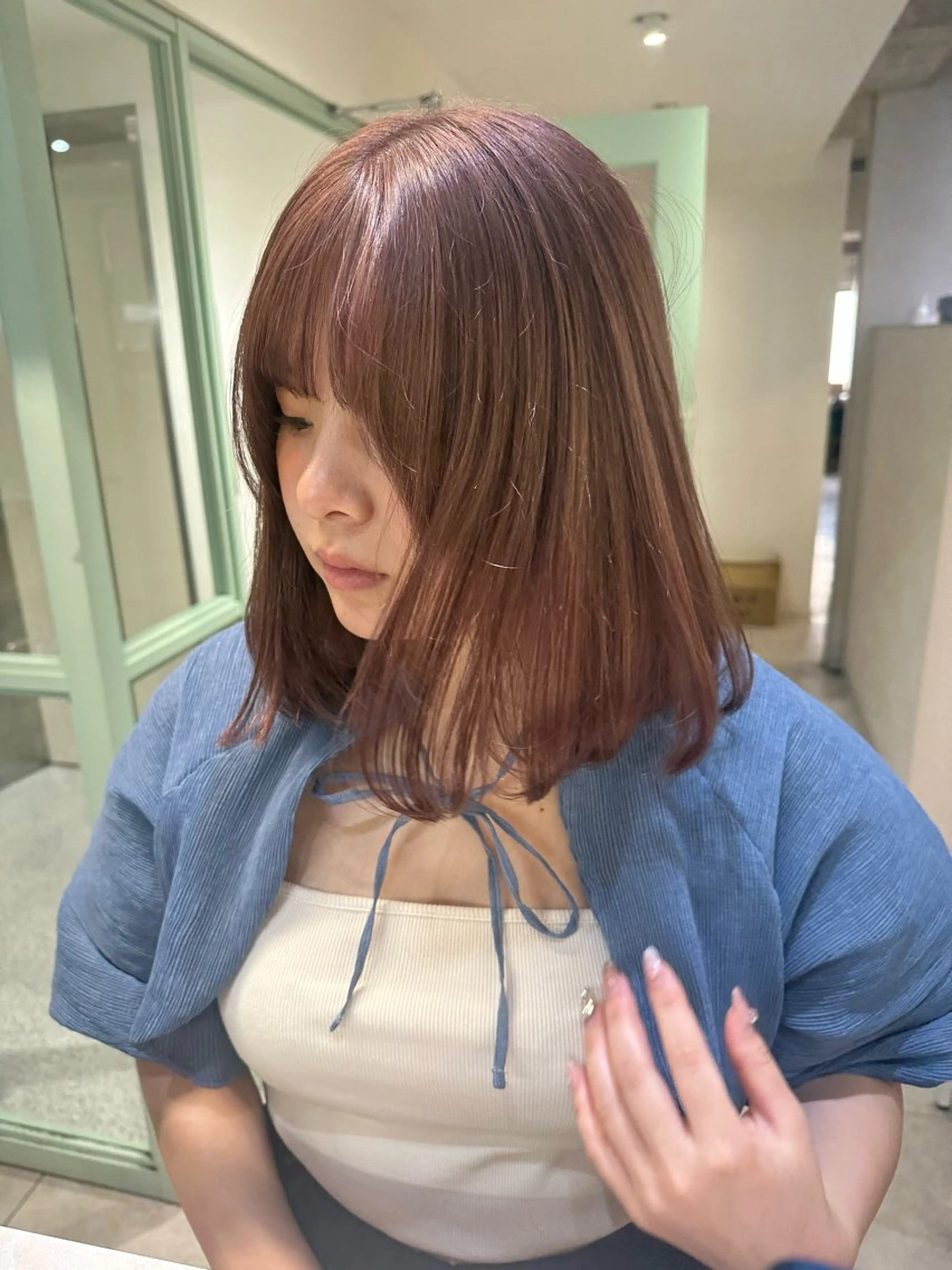 ミディアム カラー ブラウンカラー ハイトーンカラー ピンクカラー ピンクブラウン ヘアカラー トリートメント naito/ブリーチ /エクステ/縮毛のヘアスタイル