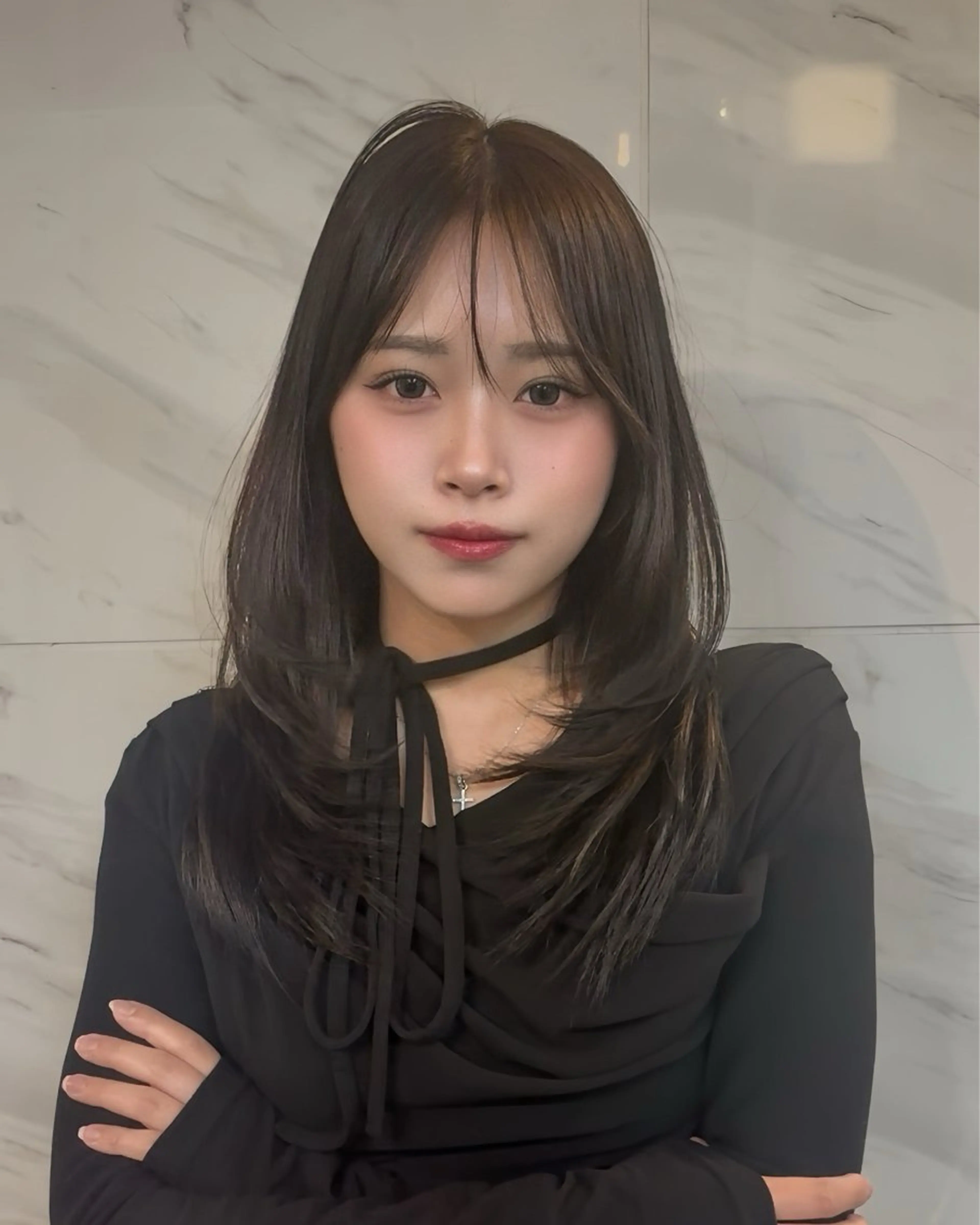 セミロング カット ヘアカラー トリートメント 🤍韓国ヘア/ 楓🤍のヘアスタイル