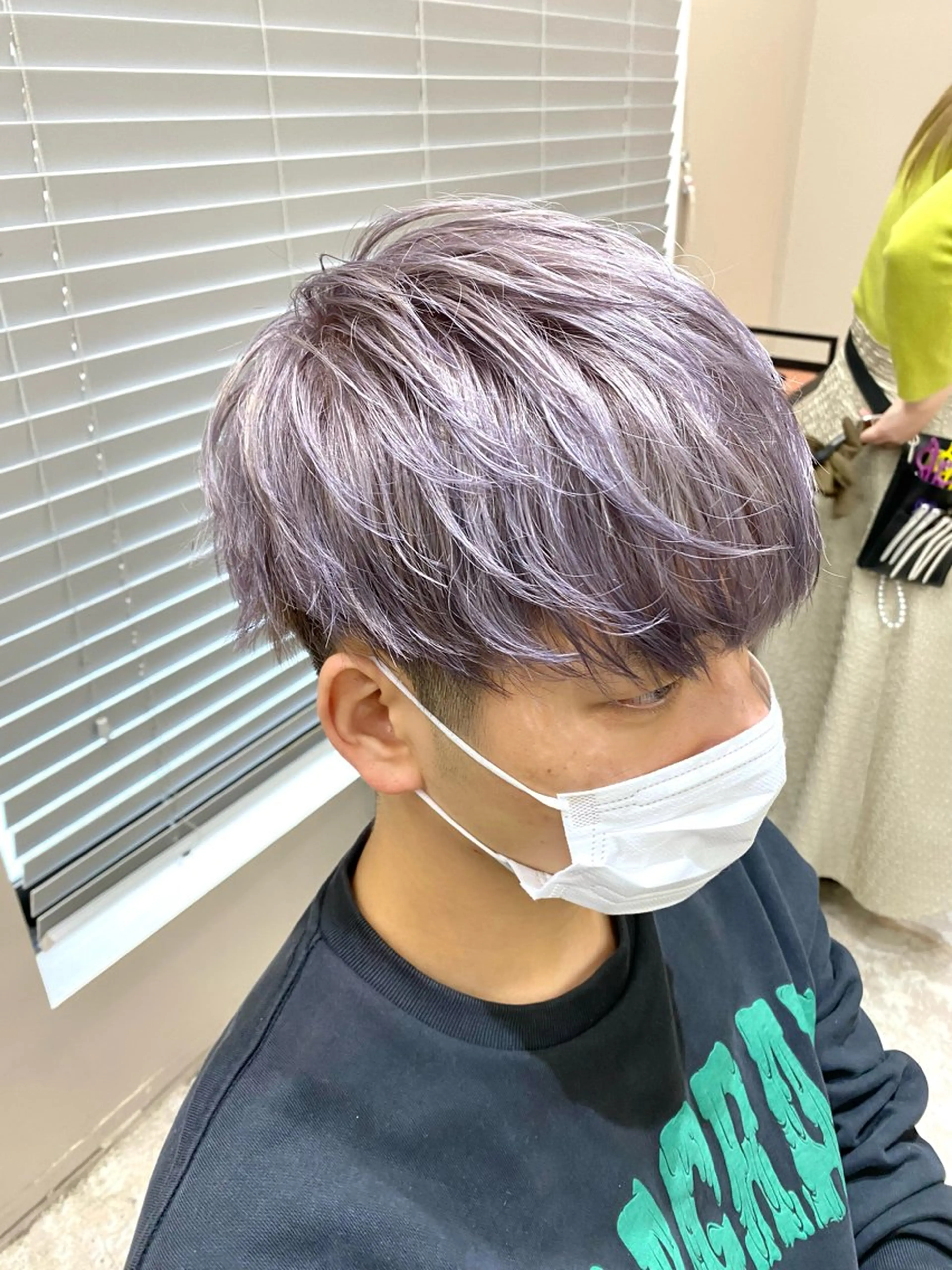 カラー メンズ アップバング マッシュ メンズパーマ メンズツイストパーマ 刈り上げ 心斎橋本町メンズ 美容師ユースケのヘアスタイル