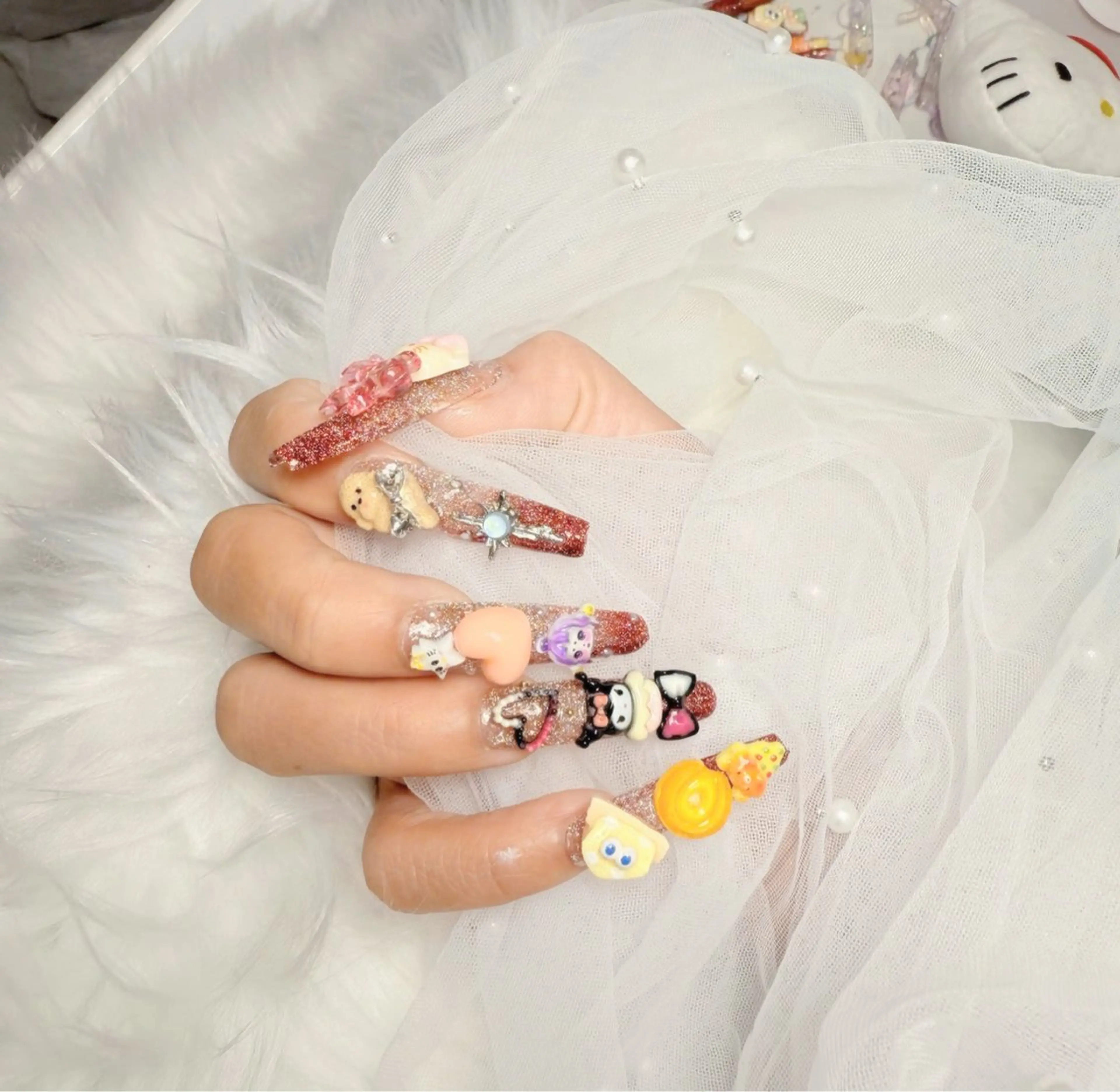 ネイル ボルドー チークネイル 成人式 フレンチネイル グラデーション ハンドネイル Lina nail所属・Luna 池袋のネイルデザイン