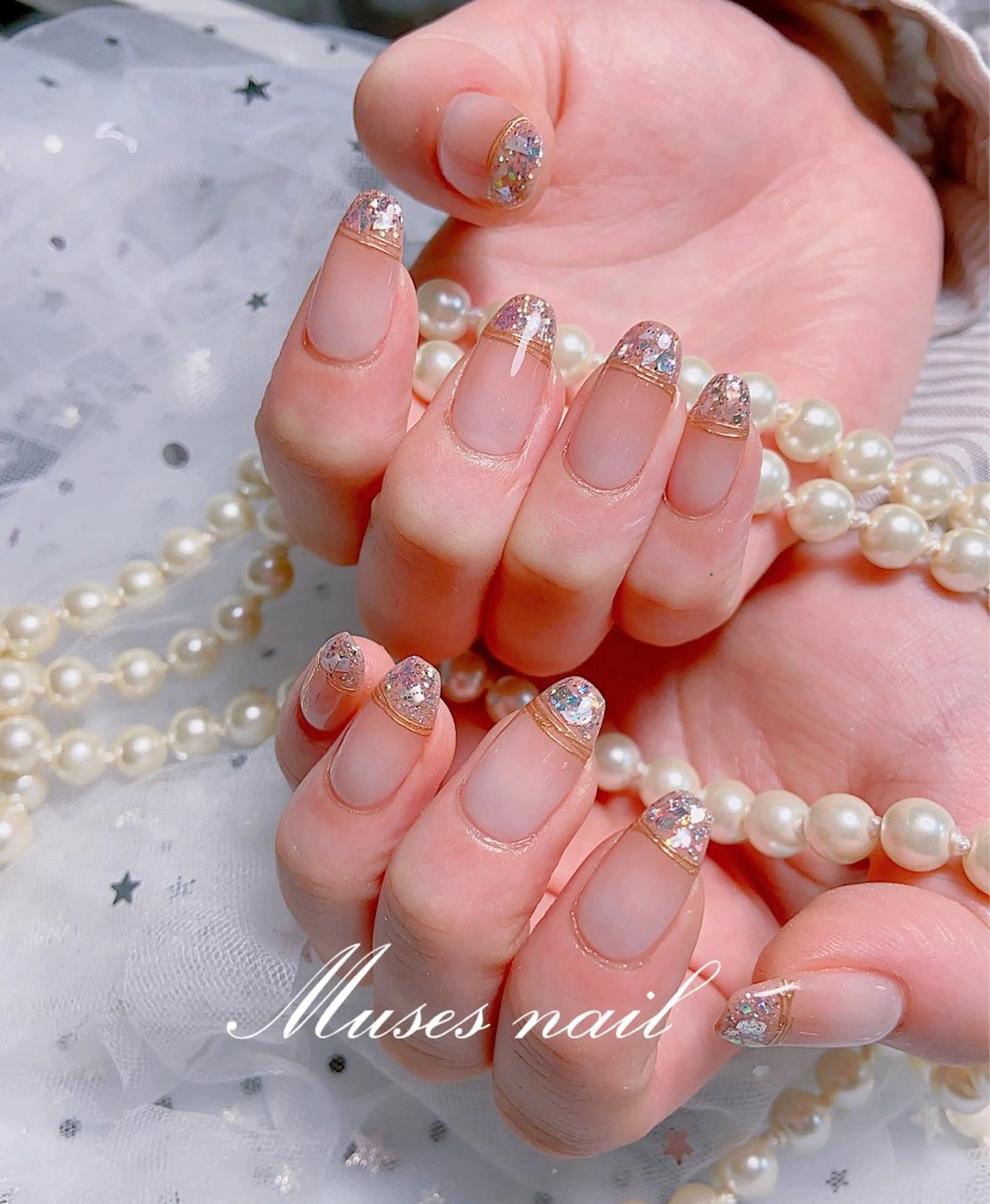 ネイル オーロラネイル チークネイル 長さ出し フレンチネイル ジェルネイル MUSES  NAIL  SALON所属・MUSES ネイルのネイルデザイン