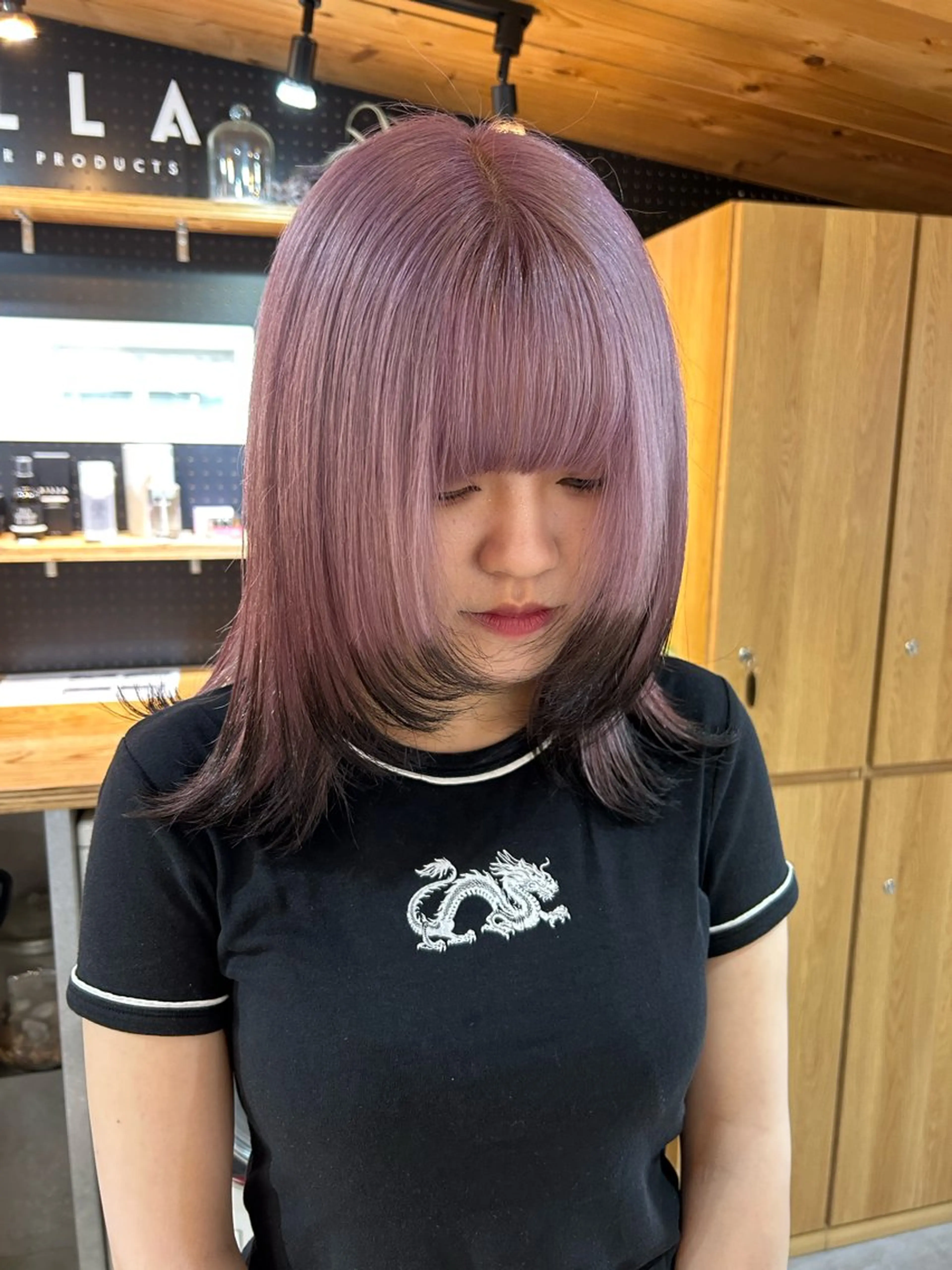 ミディアム カラー レイヤーカット ウルフカット ウルフレイヤー カット ヘアカラー トリートメント 🧸艶々韓国ヘア 🧁mizunaのヘアスタイル