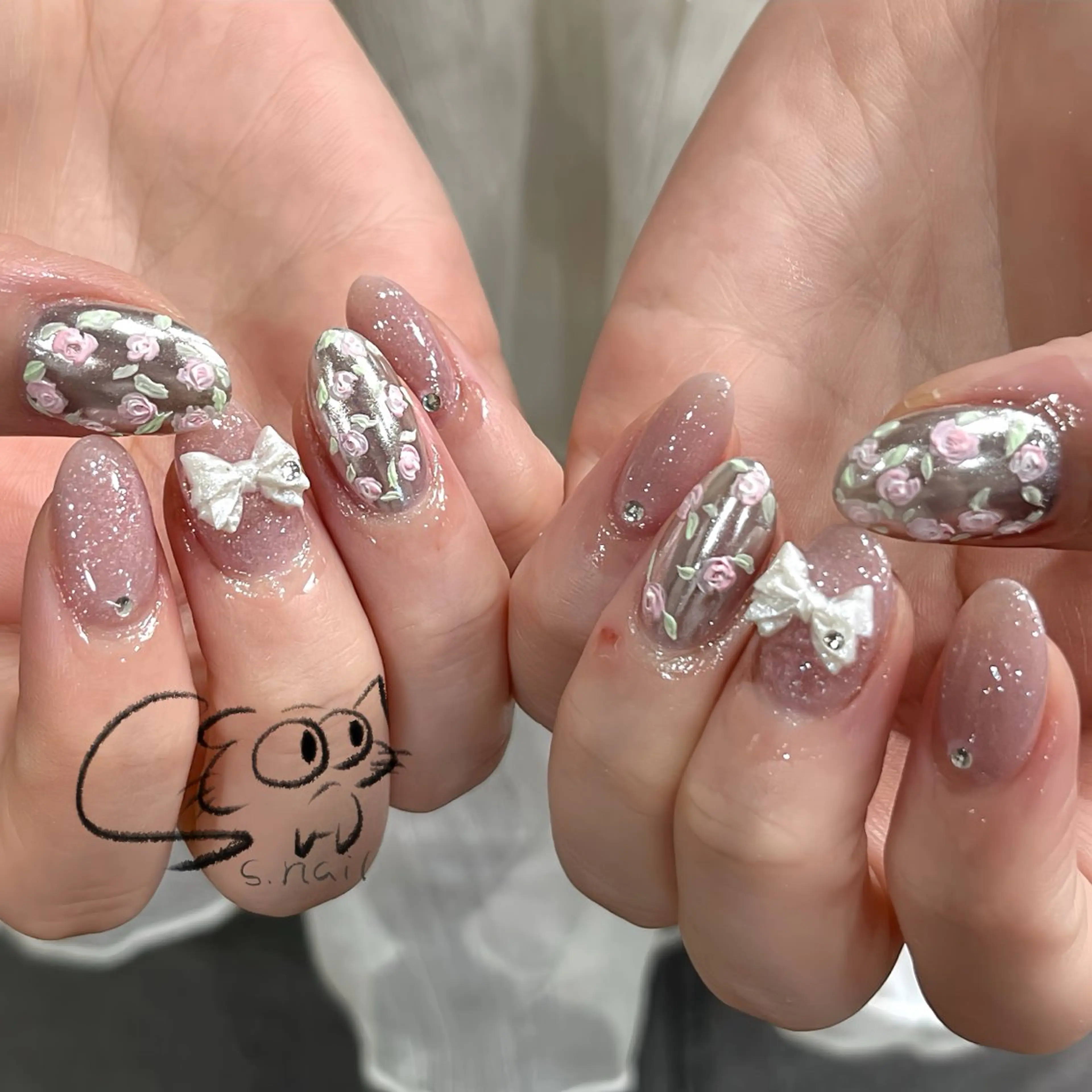 ネイル フレンチネイル ジェルネイル キラキラネイル ラメ(グリッター) マグネットネイル ハンドネイル S.nail所属・S.nail _のネイルデザイン
