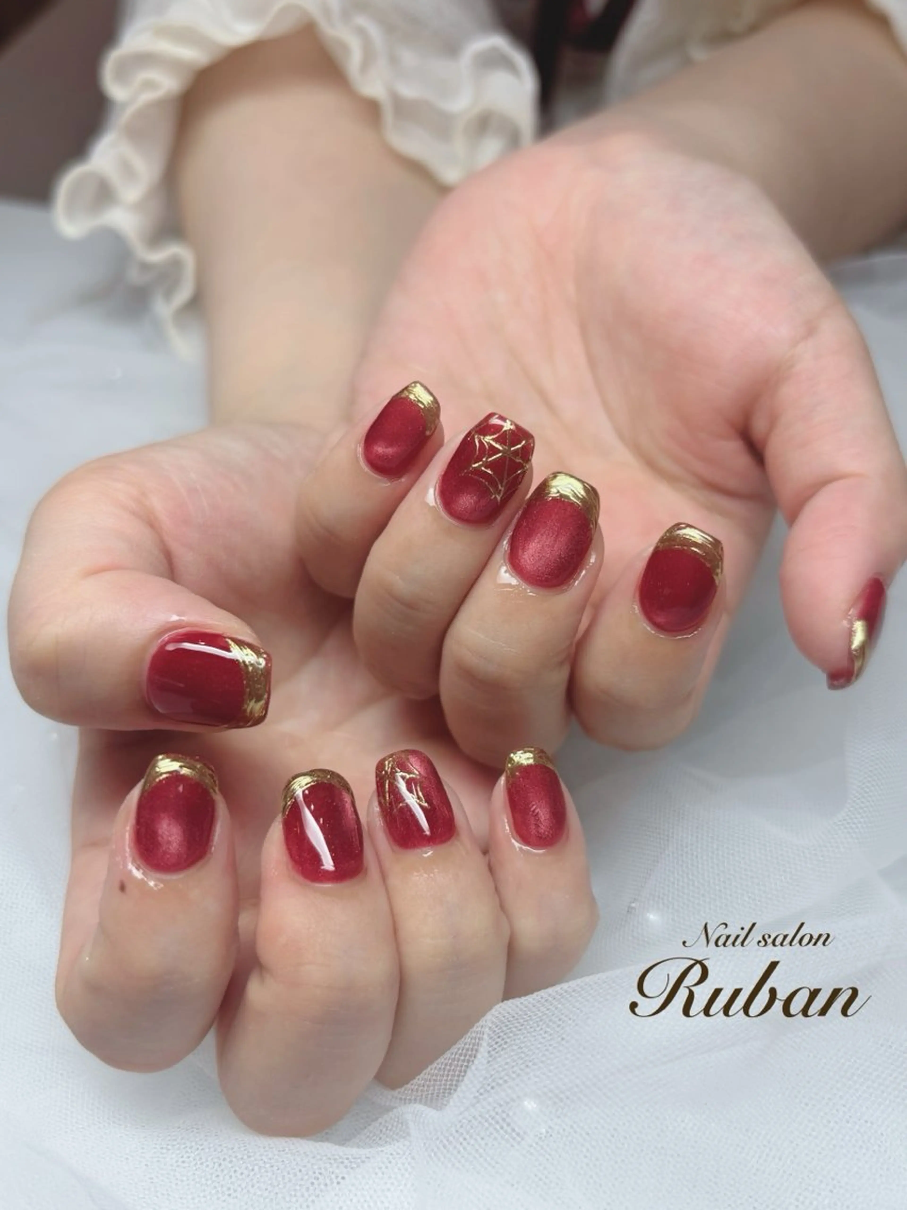 ネイル アートネイル フレンチネイル ハロウィン マグネットネイル ミラーネイル Nail salon Ruban所属・Nail salon Rubanのネイルデザイン