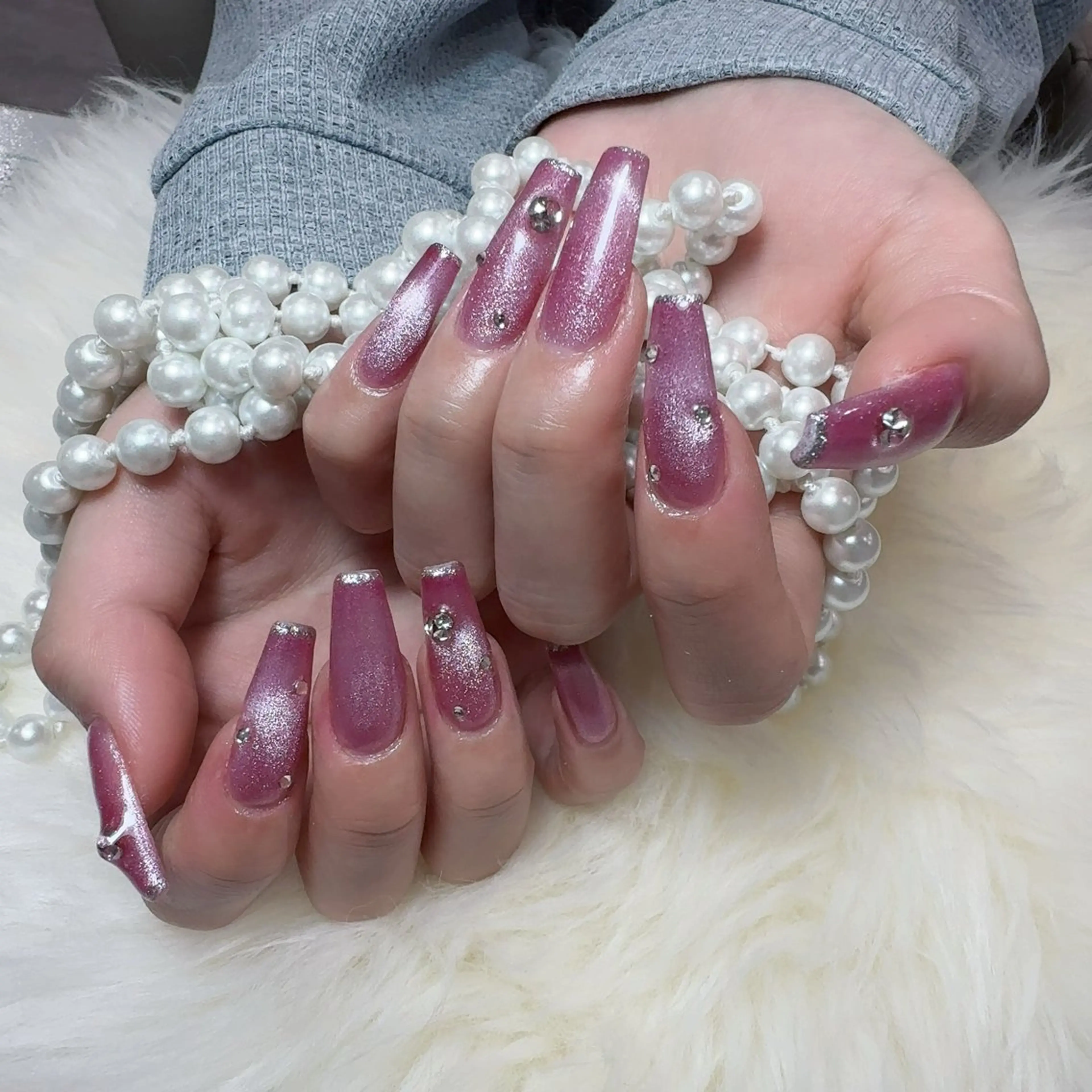 ネイル アートネイル フラッシュネイル フレンチネイル ジェルネイル ガラスフレンチ ハンドネイル You&Me Yukiのネイルデザイン