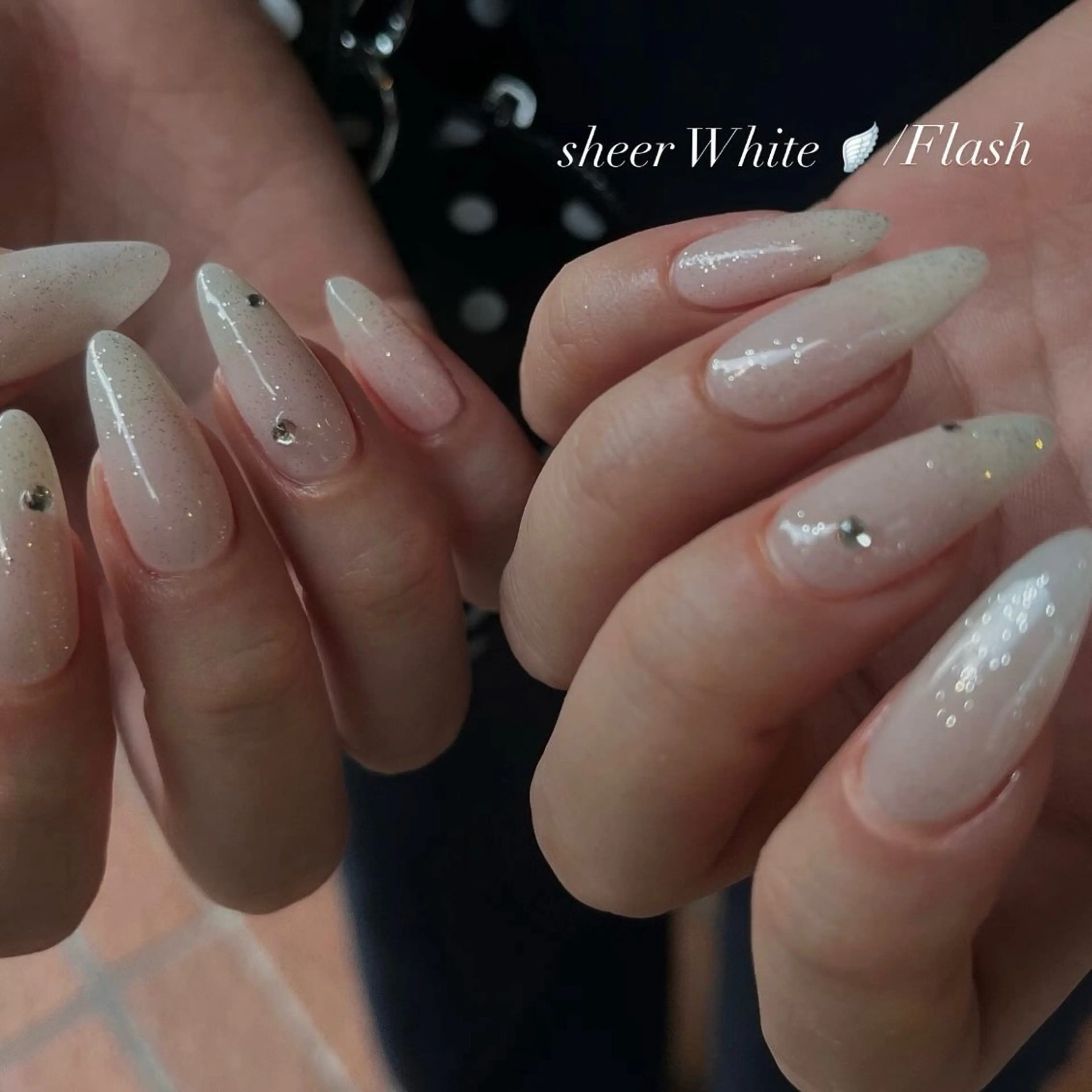 ネイル フラッシュネイル ホワイト ハンドネイル ballie／小野原 なつみのネイルデザイン