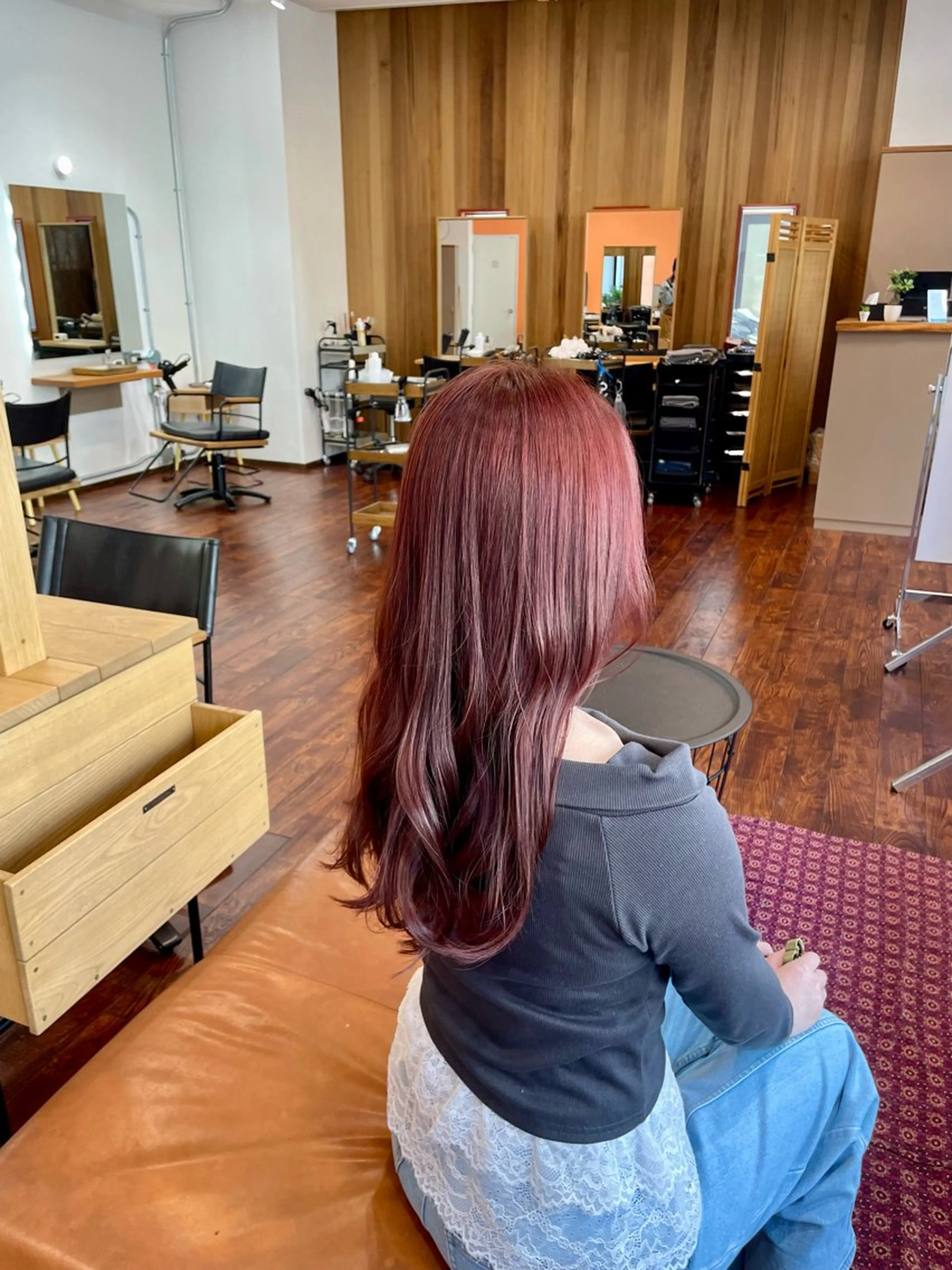 ロング カラー ラベンダーカラー ピンクカラー ピンクラベンダー 上島 未緒のヘアスタイル