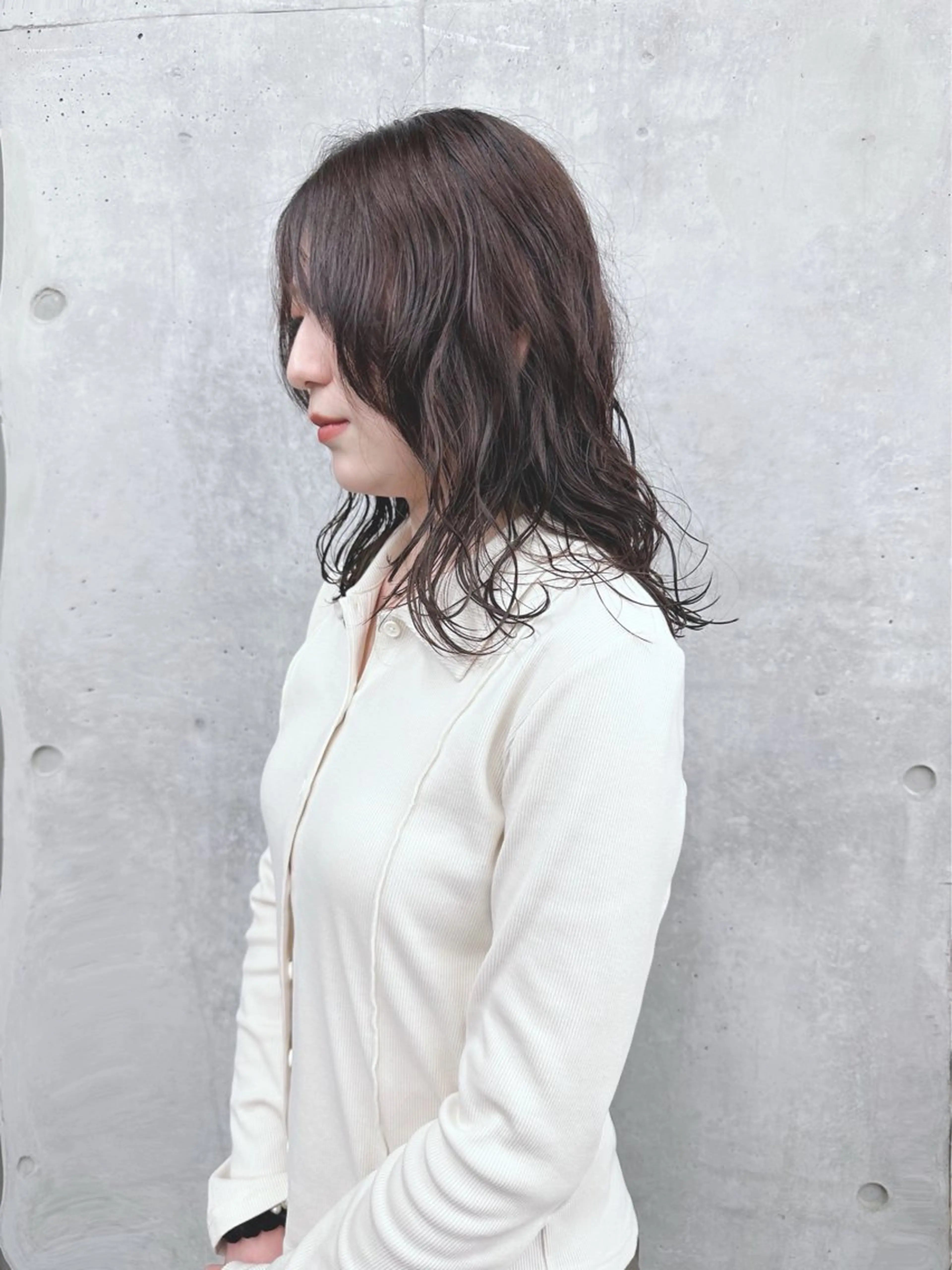 ミディアム パーマ カット パーマ 小顔ボブ/お悩み解決 /ボブパーマ/とういのヘアスタイル