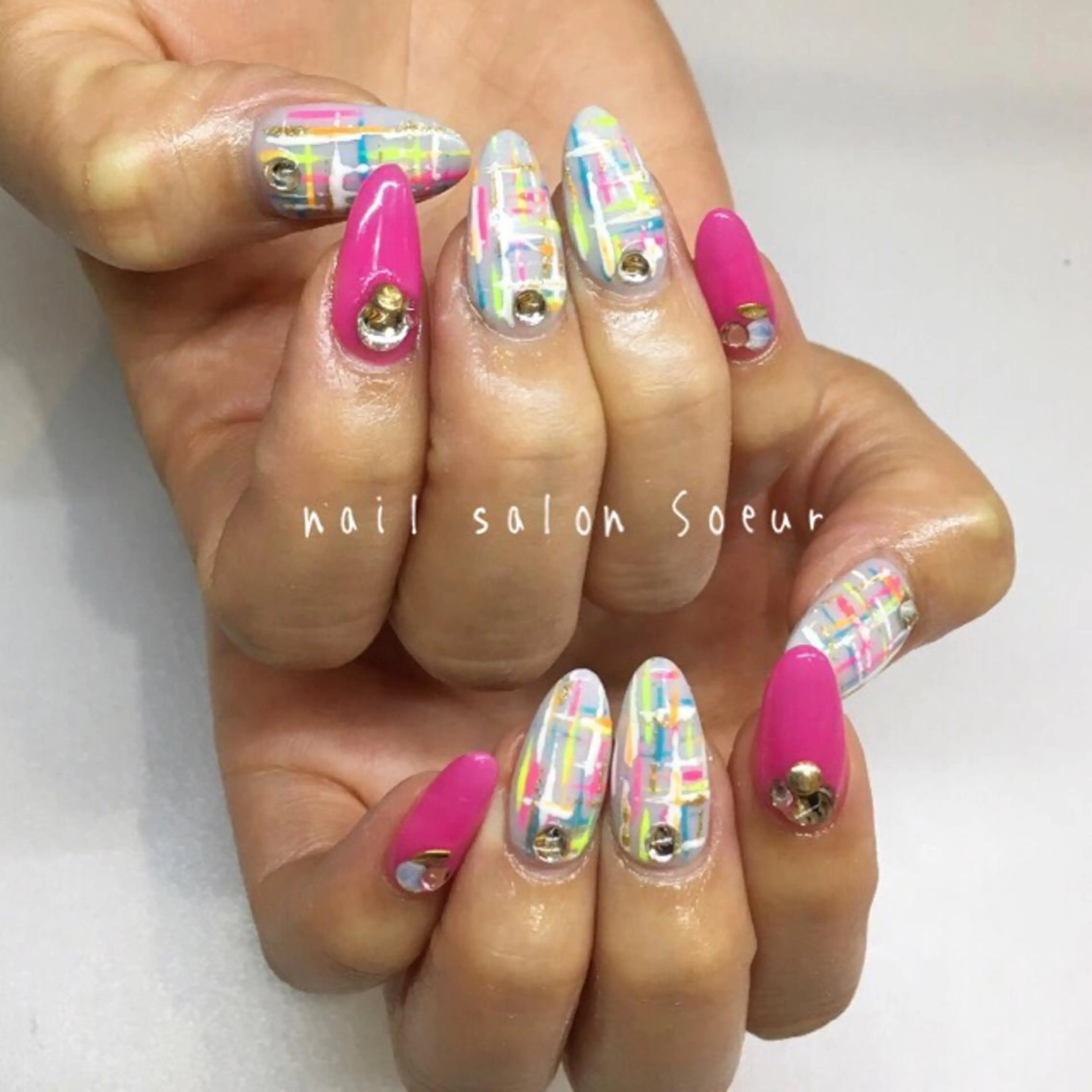 ネイル 持ち込み スカルプネイル ツイードネイル ハンドネイル nail salon Soeurのネイルデザイン