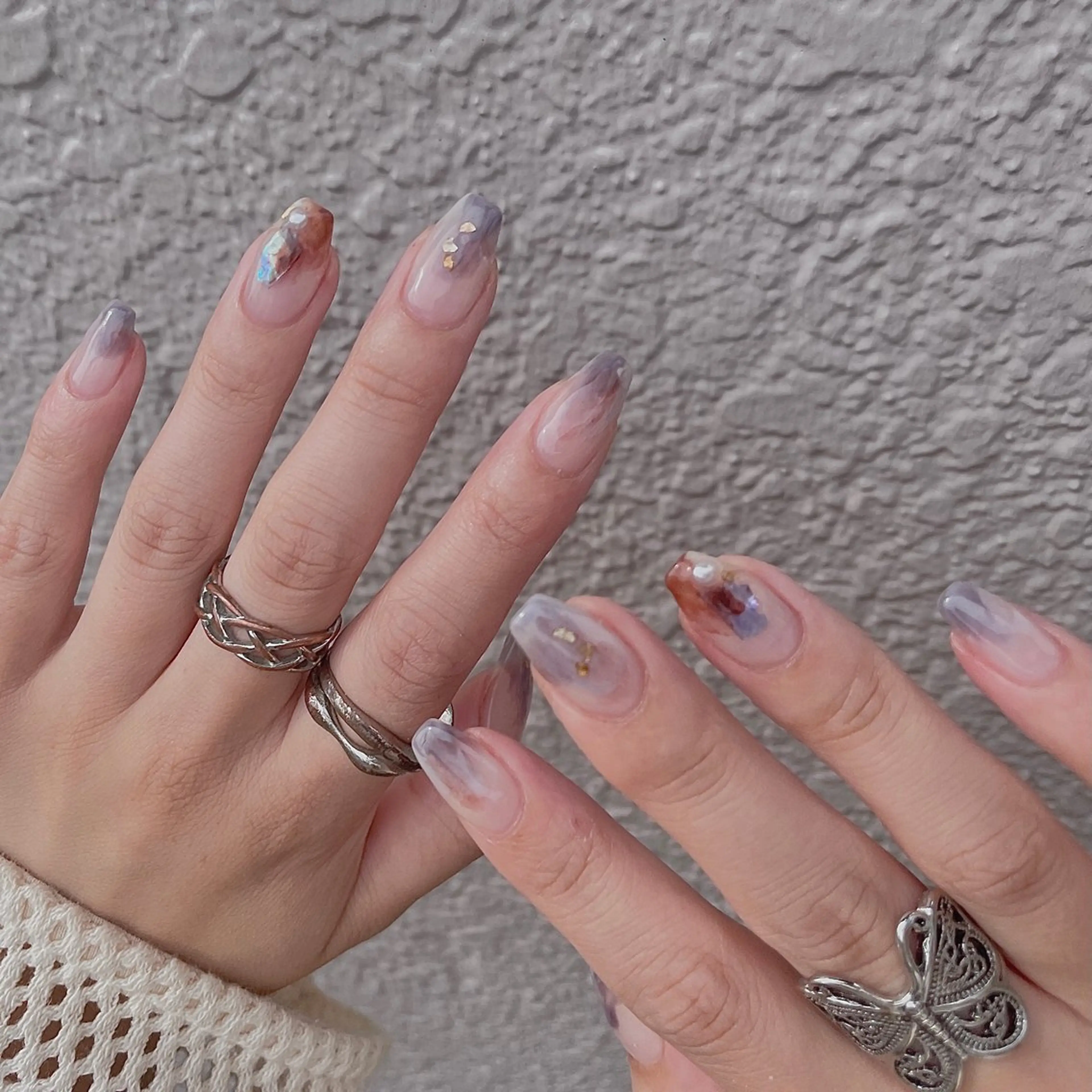 ネイル カジュアル クリアネイル 大理石ネイル(マーブル) ニュアンスネイル シンプルネイル ハンドネイル acs.n所属・ネイル，耳つぼ 風間すみれのその他イメージ