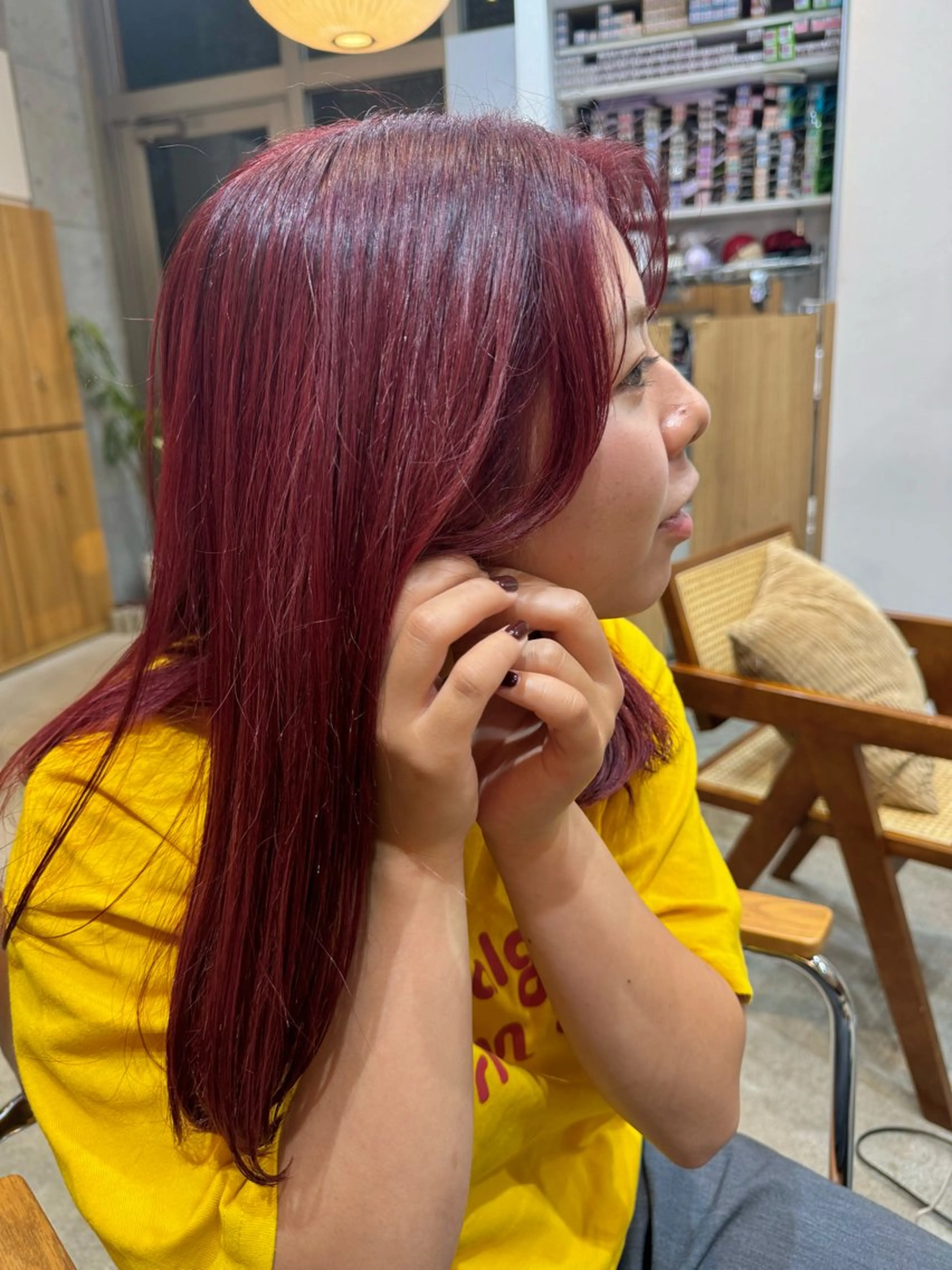 セミロング カラー ヘアカラー 🫧髪質改善/Wカラ ー 暖色 🌸桜🌸のヘアスタイル