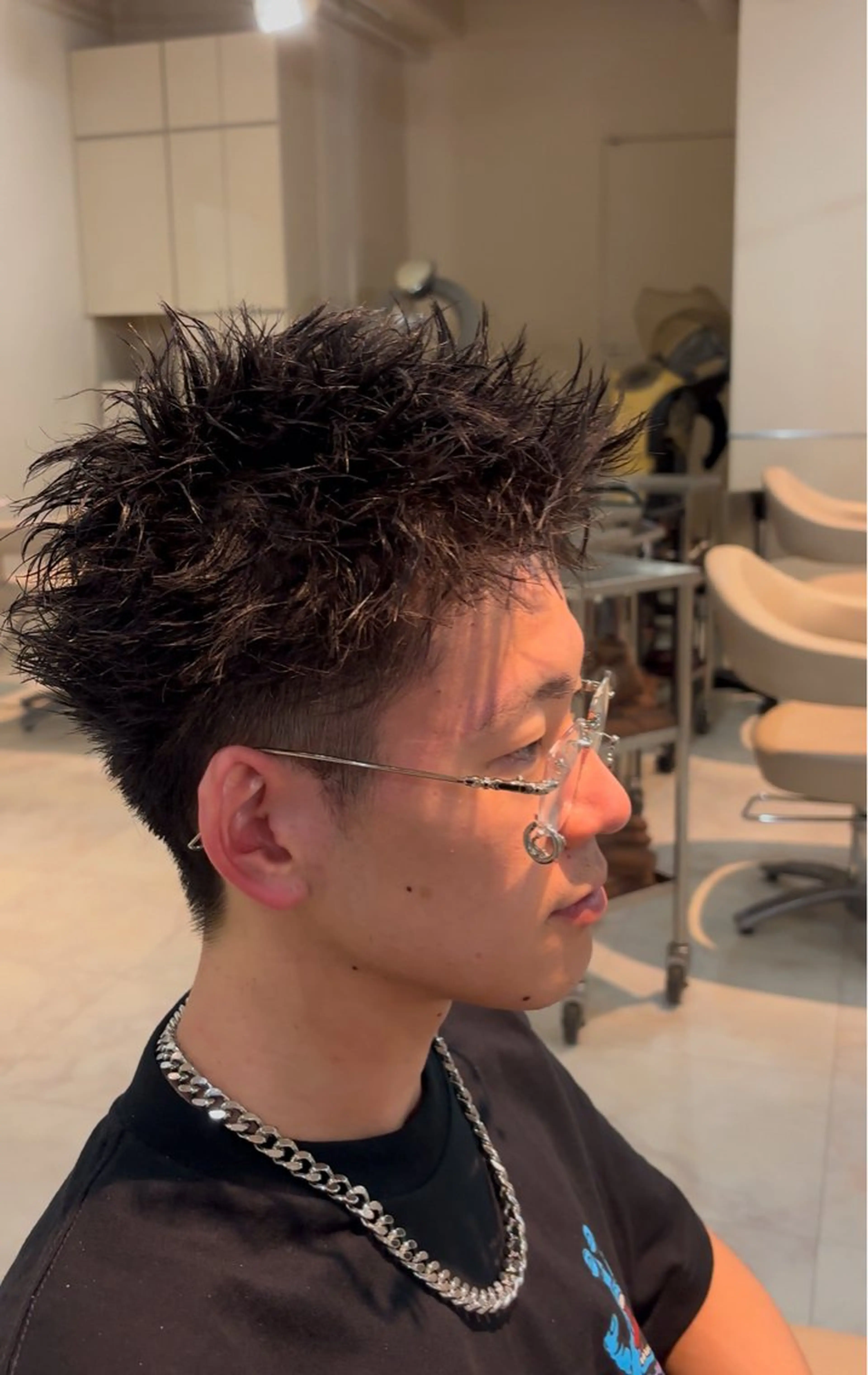 メンズ スパイキーショート カット パーマ LITA住吉 そらのヘアスタイル