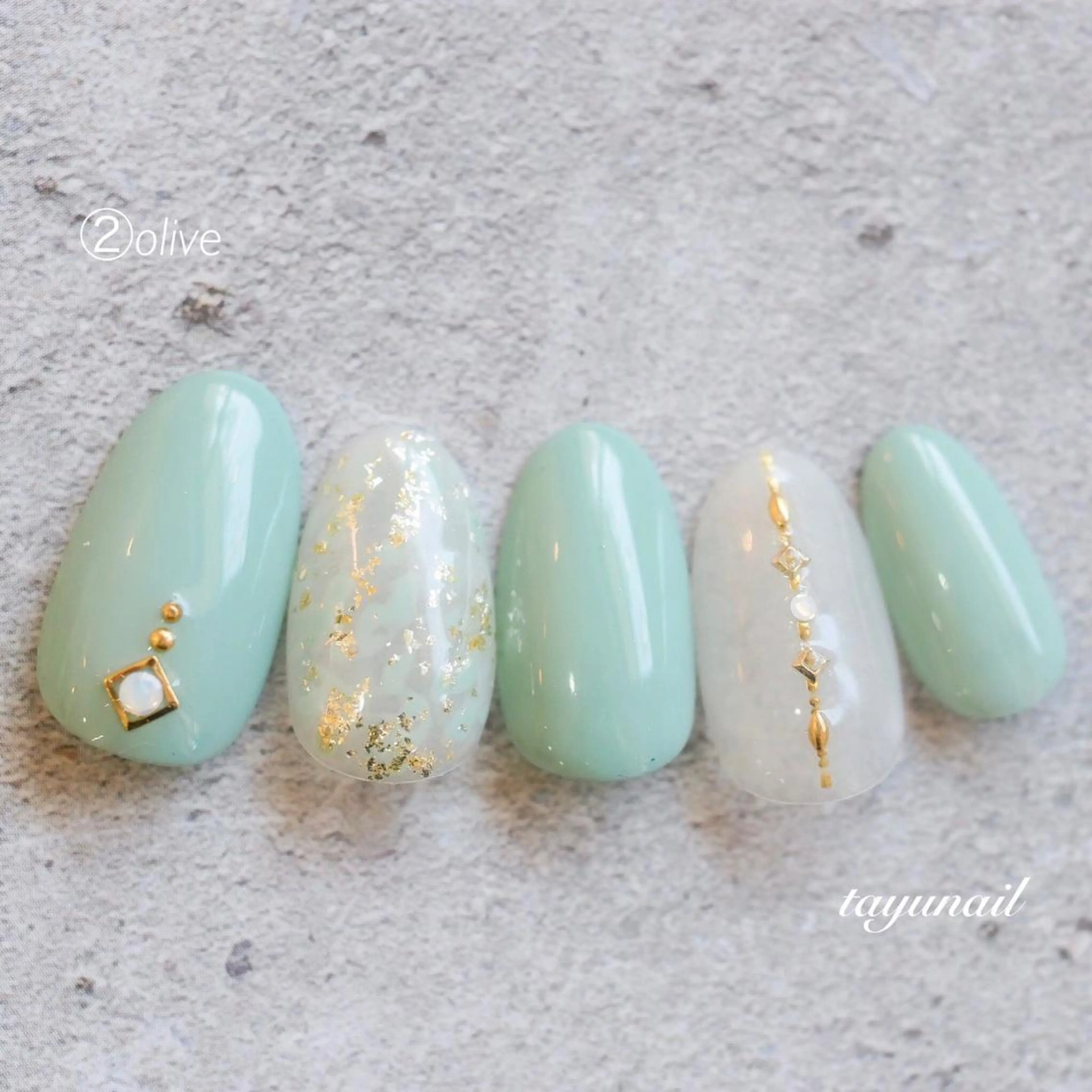 ネイル アートネイル ブルー ジェルネイル グリーン ワンカラーネイル ネイルサロン・ネイルスクール　たゆnail所属・ネイルサロン 【たゆnail】のネイルデザイン