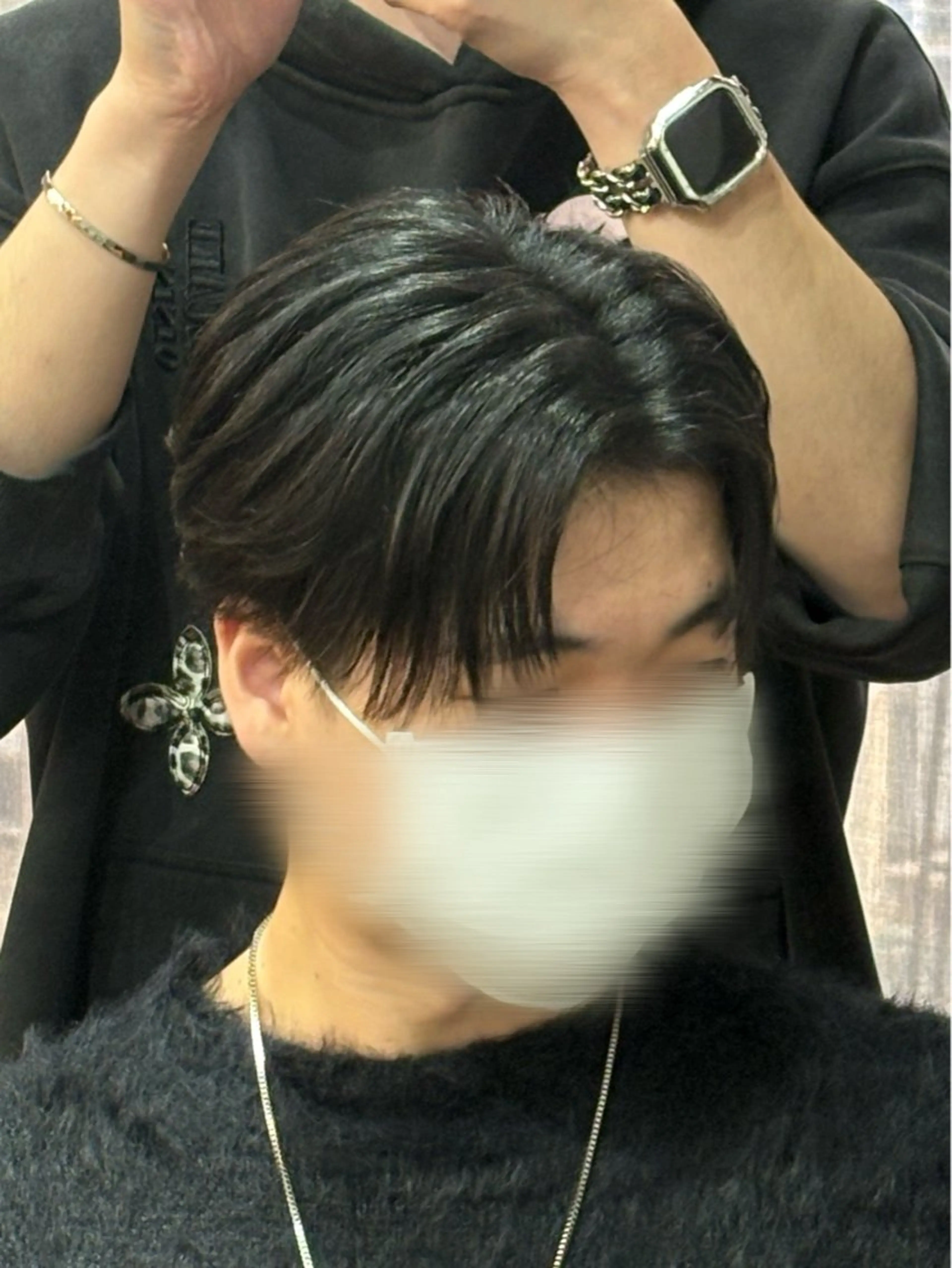 ショート パーマ メンズ マッシュ シースルーマッシュ 縮毛矯正 カット 縮毛矯正 韓国メンズヘア/ 毛流れヘア　須田龍世のヘアスタイル