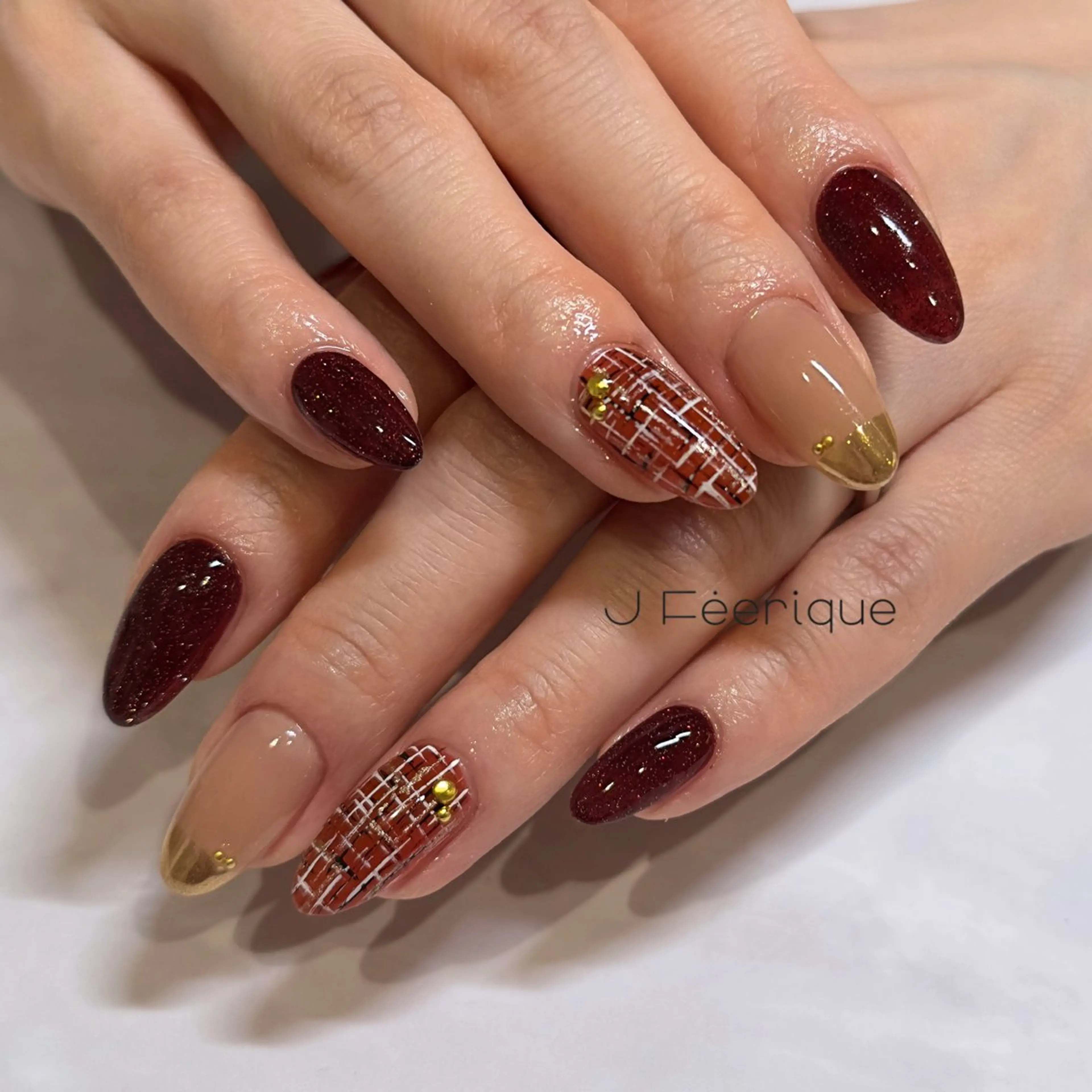 ネイル ツイードネイル ハンドネイル ハンドケア Shiho 南森町/ネイルのネイルデザイン