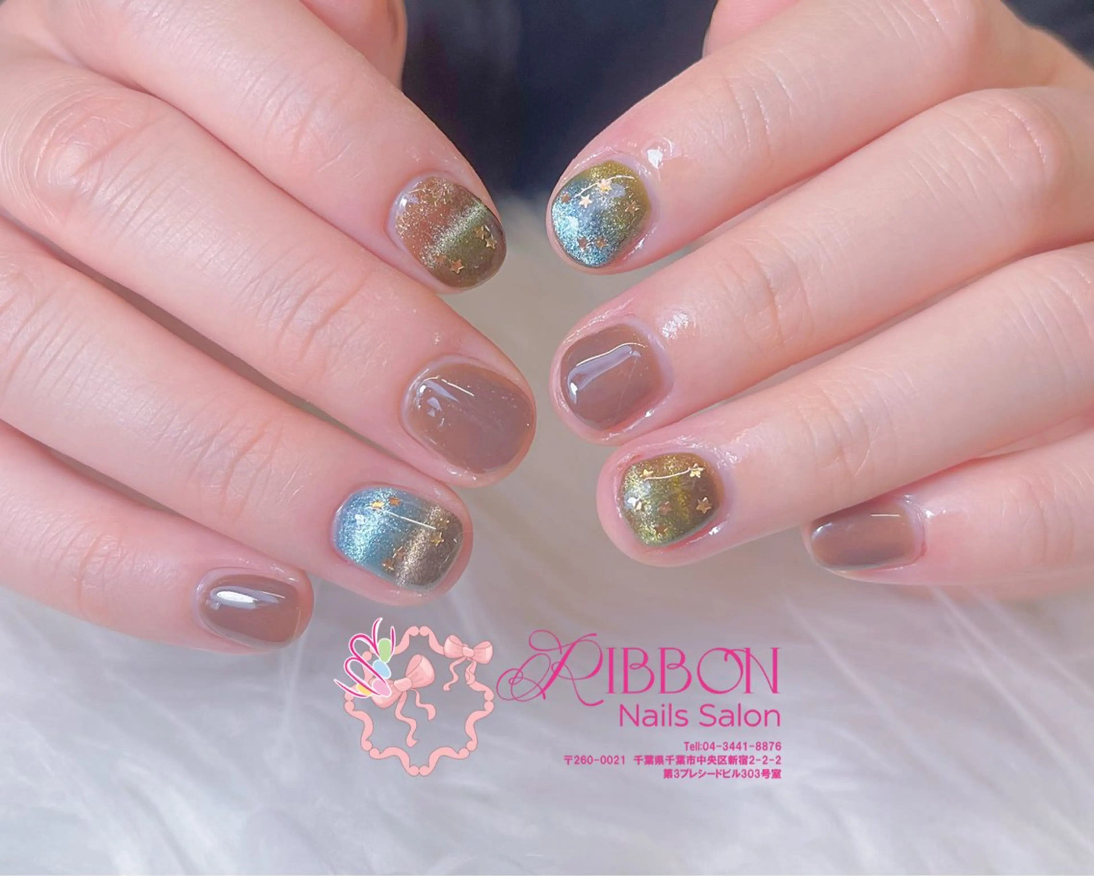 ネイル フレンチネイル ジェルネイル マグネットネイル 持ち込み ニュアンスネイル ハンドネイル Ribbonnail salonのネイルデザイン