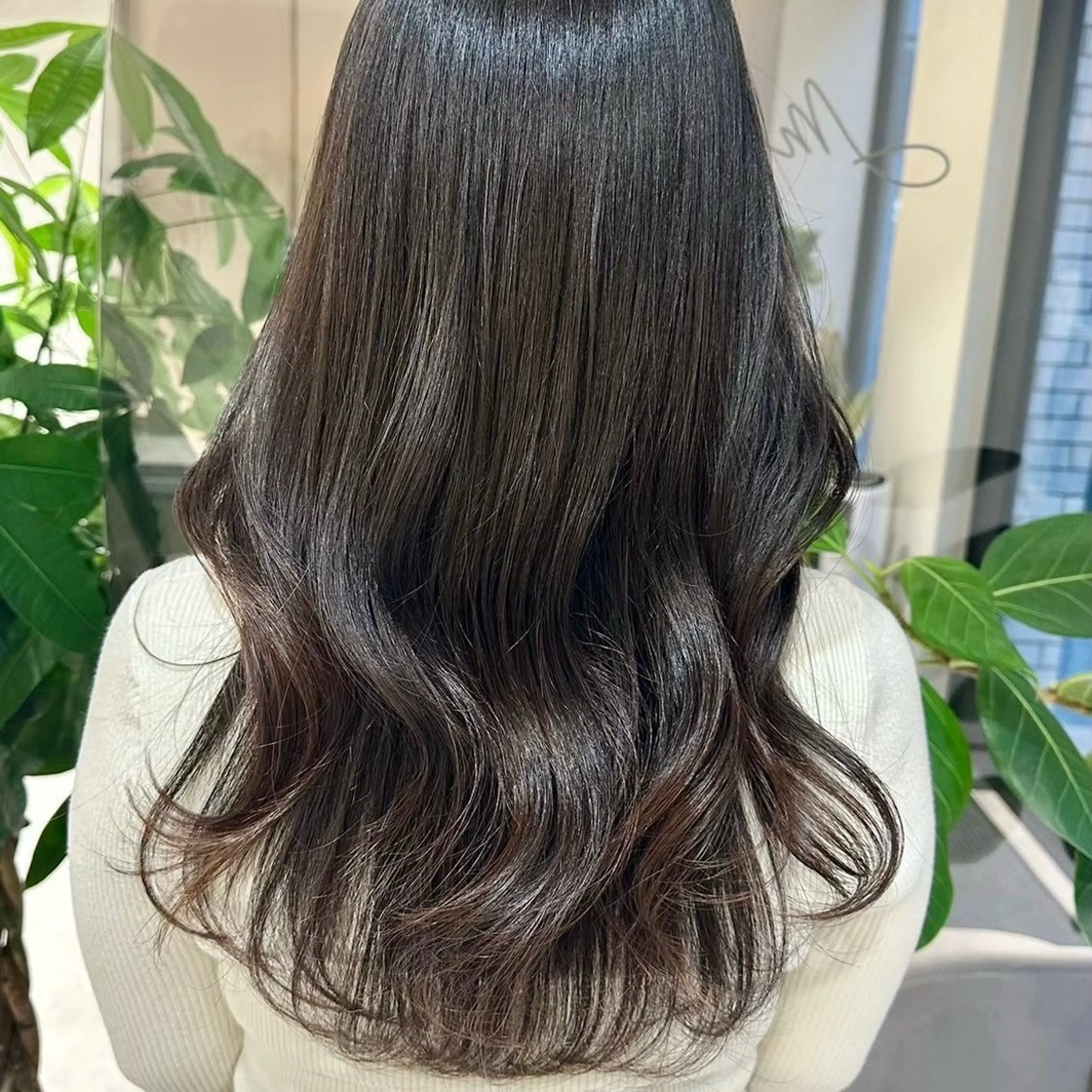 ロング カラー 似合わせカット 小顔カット 縮毛矯正 カット ヘアカラー 韓国風/小顔レイヤー /艶カラーのヘアスタイル