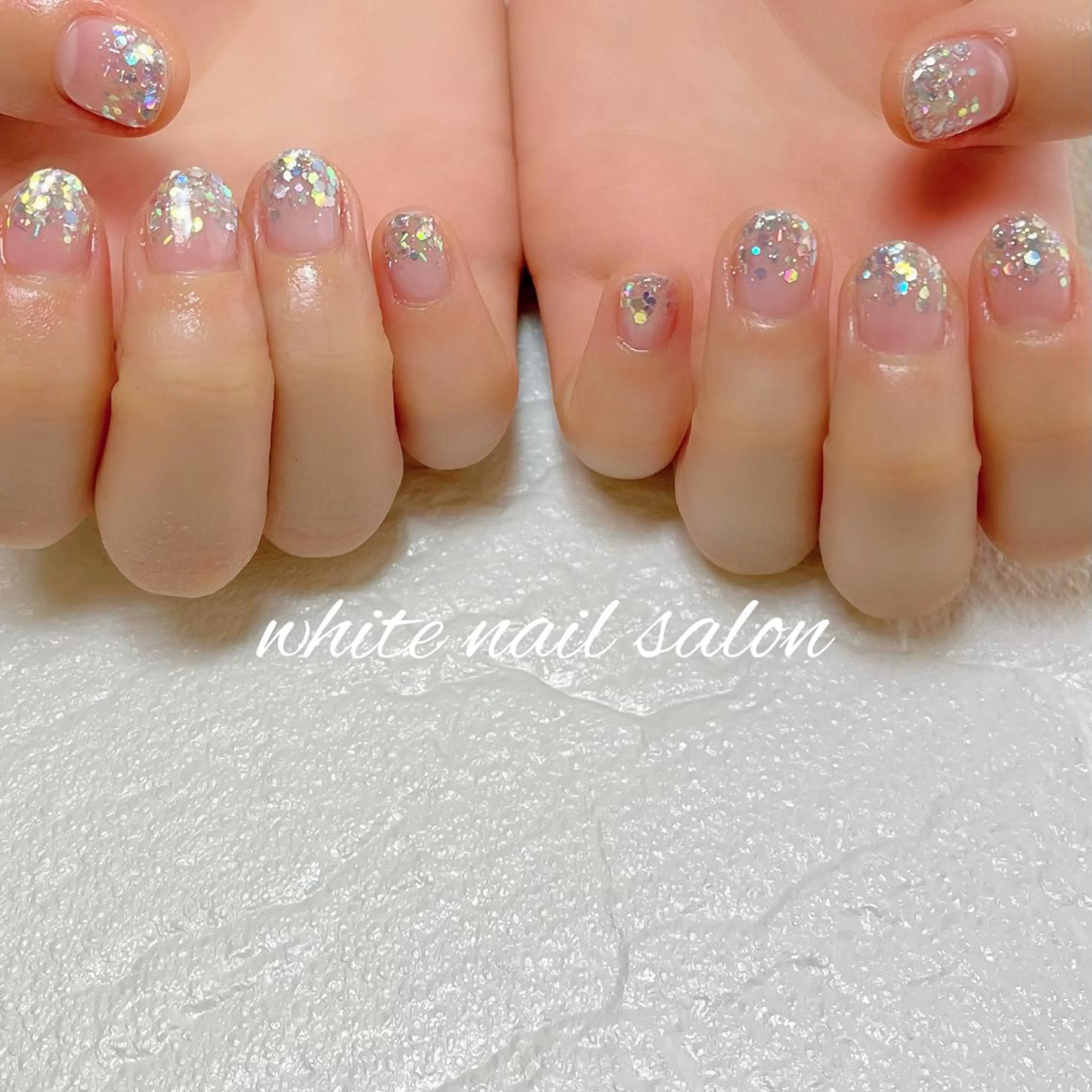 ネイル フットネイル ジェルネイル グラデーション ハードジェル ホログラムネイル ハンドネイル white nail salonのネイルデザイン