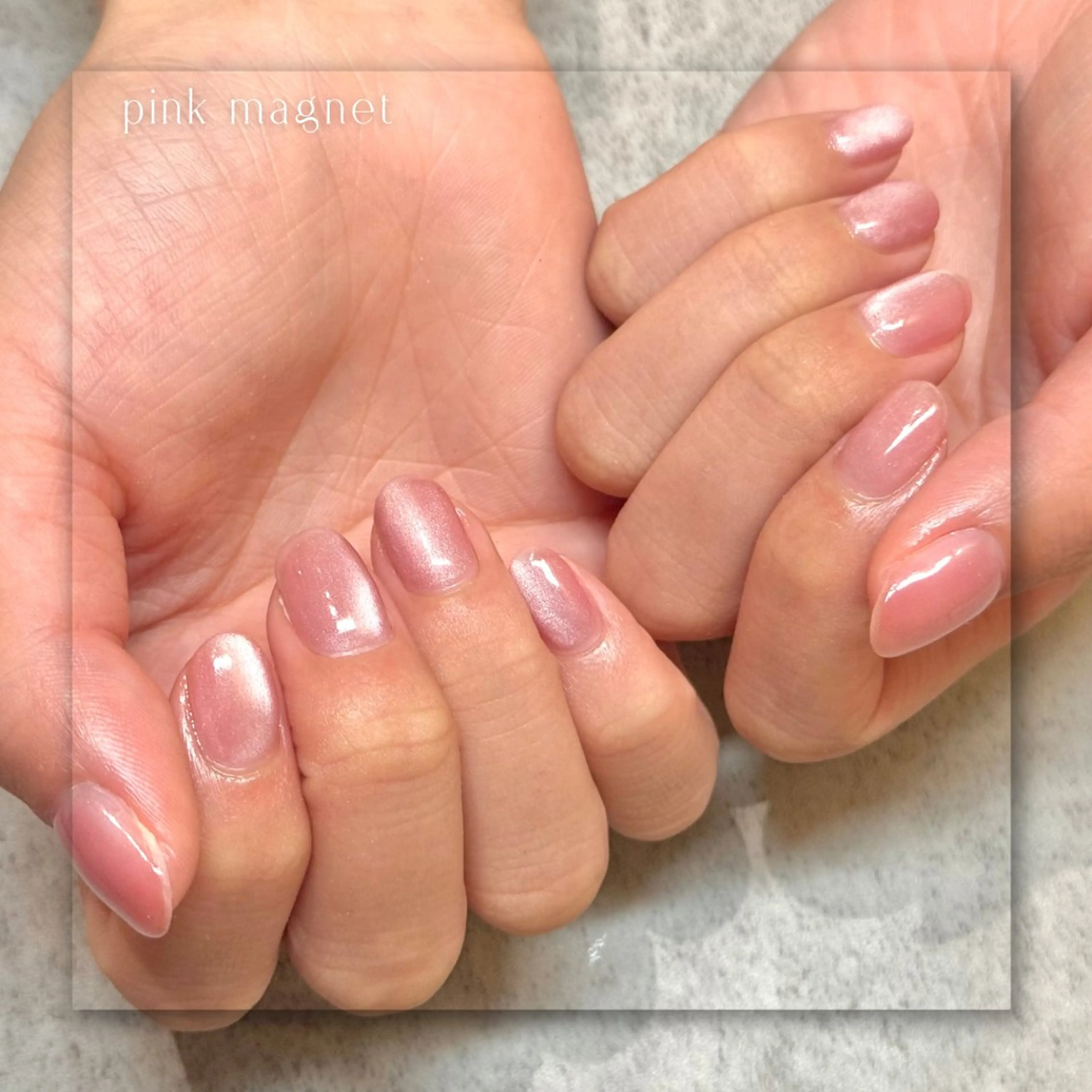 ネイル ジェルネイル マグネットネイル オフィスネイル パラジェル ピンク ハンドネイル Seemly 千田町店所属・フラワーパラジェル 🌸シームリーエミのネイルデザイン