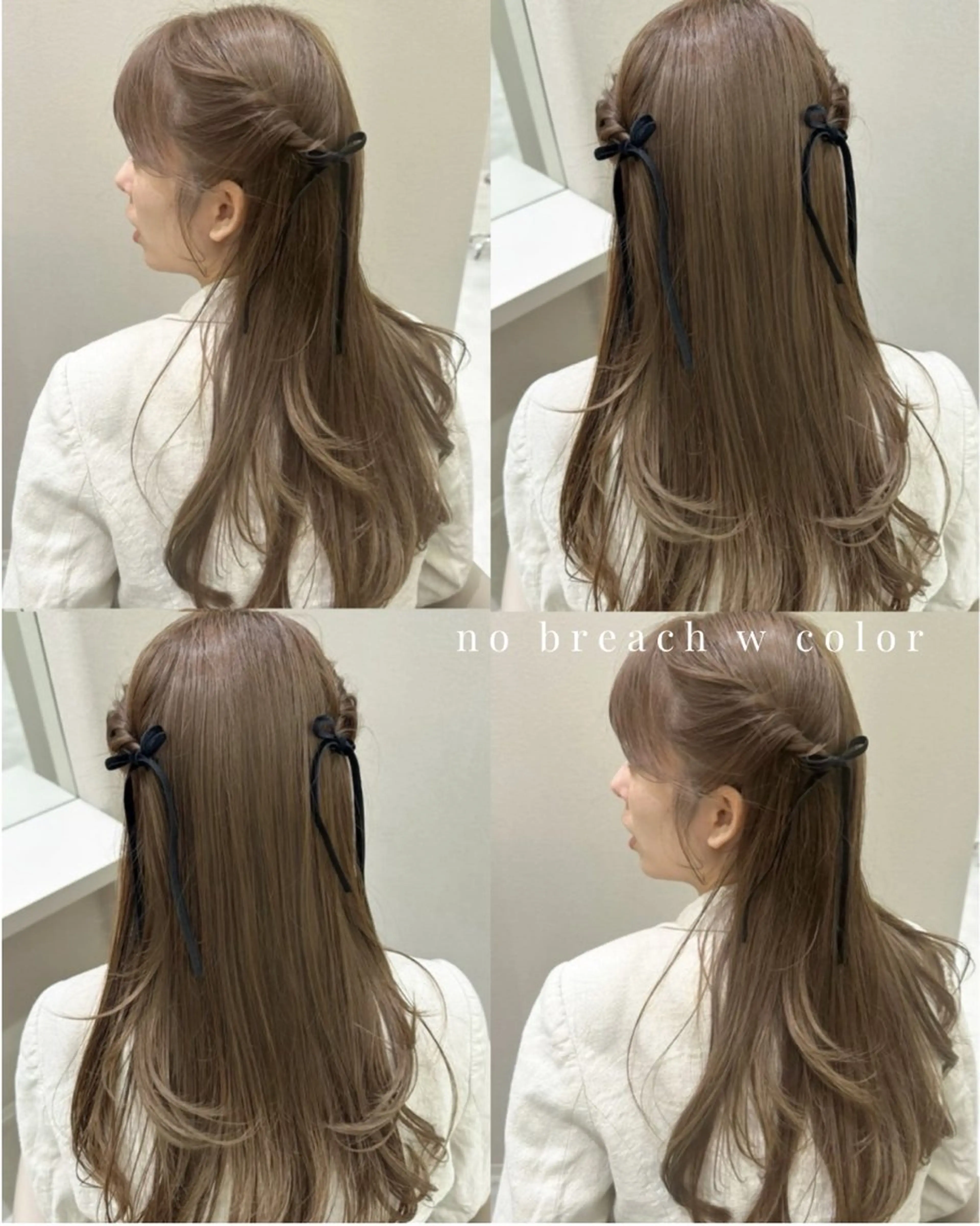 セミロング カラー ベージュカラー ブリーチ 透明感カラー ブリーチなしカラー オリーブベージュ MIYU ブリーチなしWカラーのヘアスタイル