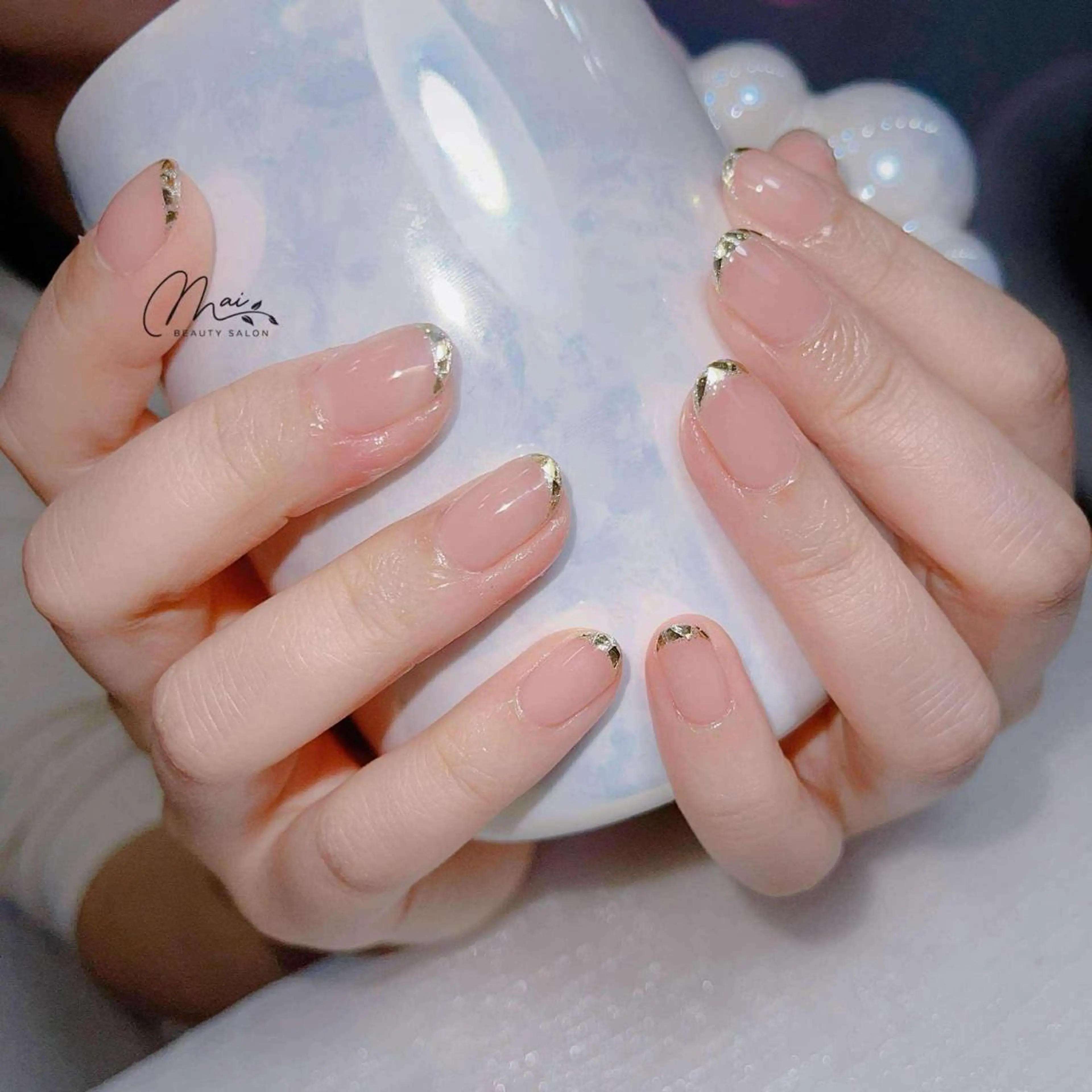 ネイル オーロラネイル チークネイル 長さ出し フラッシュネイル フットネイル MaiBeauty DanHiのネイルデザイン