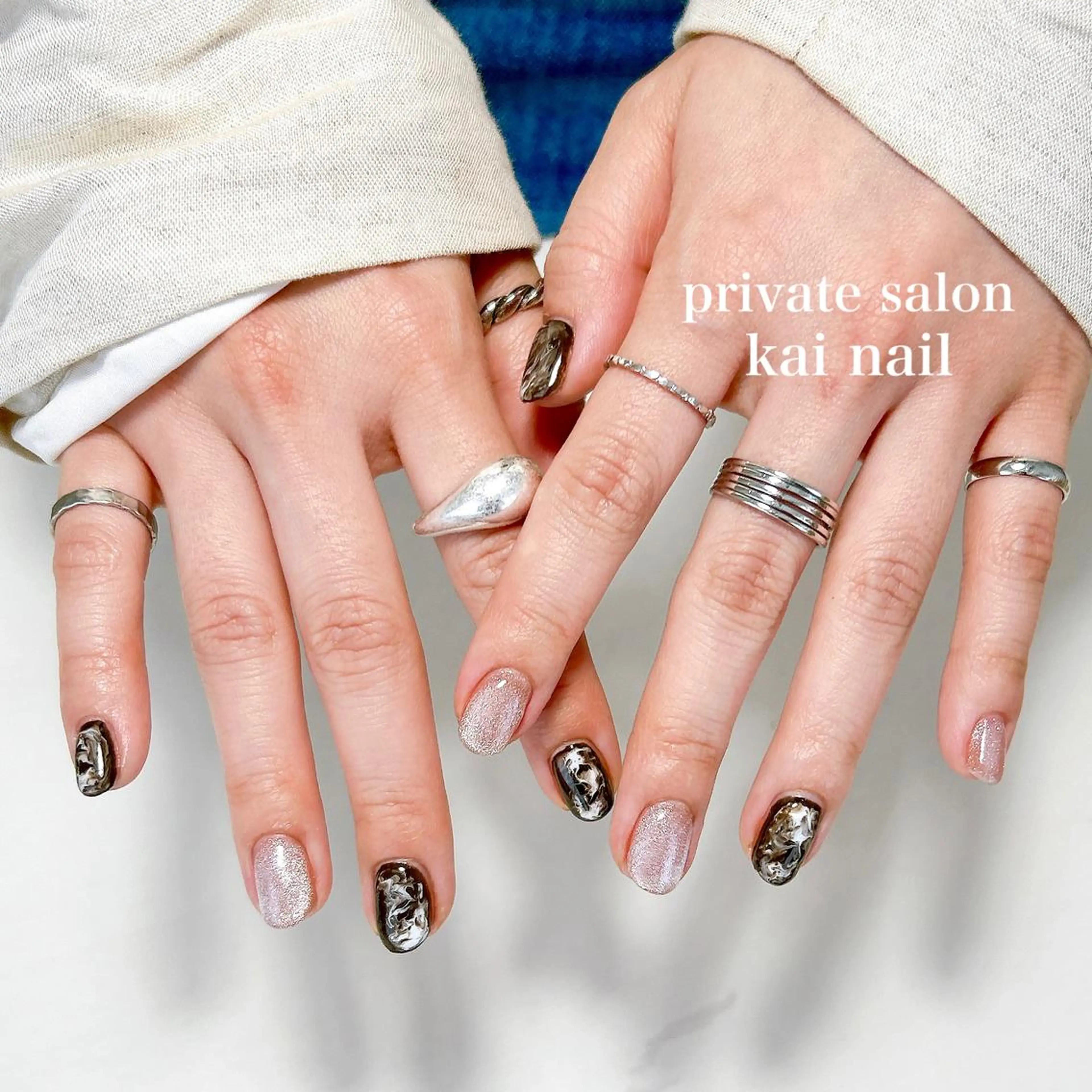 ネイル ジェルネイル マグネットネイル ニュアンスネイル パラジェル ハンドネイル Kai  nail Mayukoのネイルデザイン