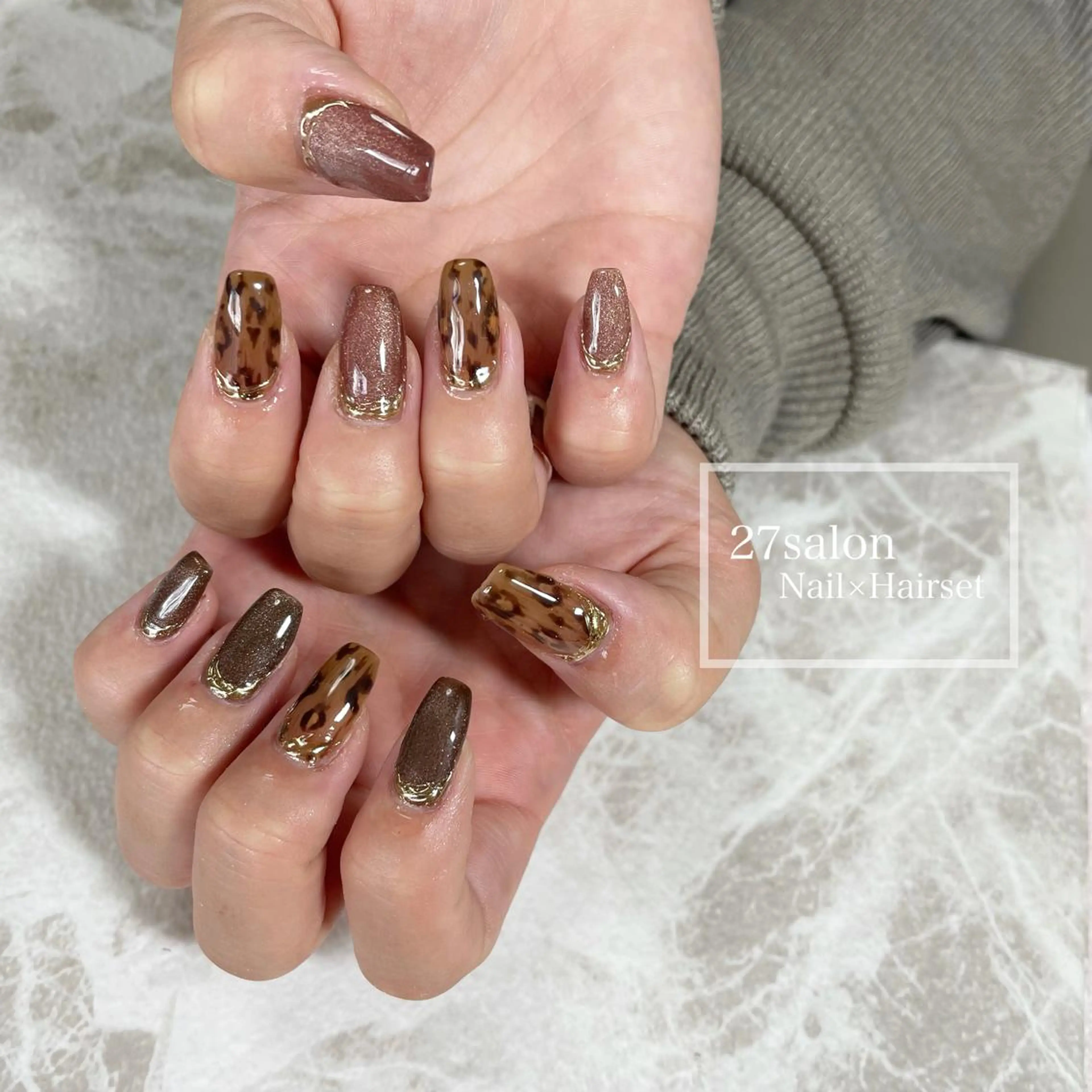 ネイル アニマル柄 マグネットネイル 27salon yuinaのネイルデザイン