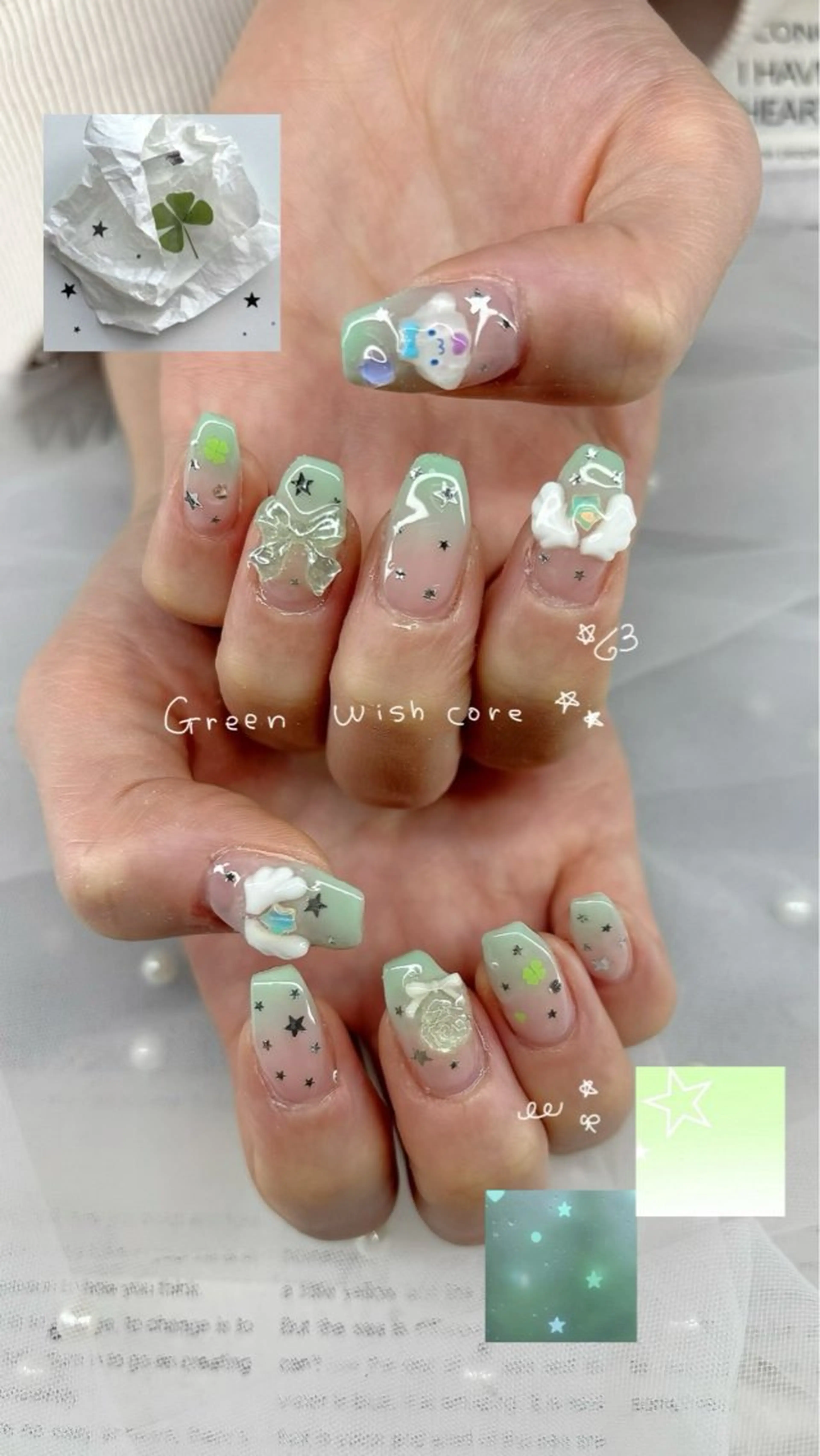 ネイル グリーン パステルネイル 春ネイル vanity yunaのネイルデザイン