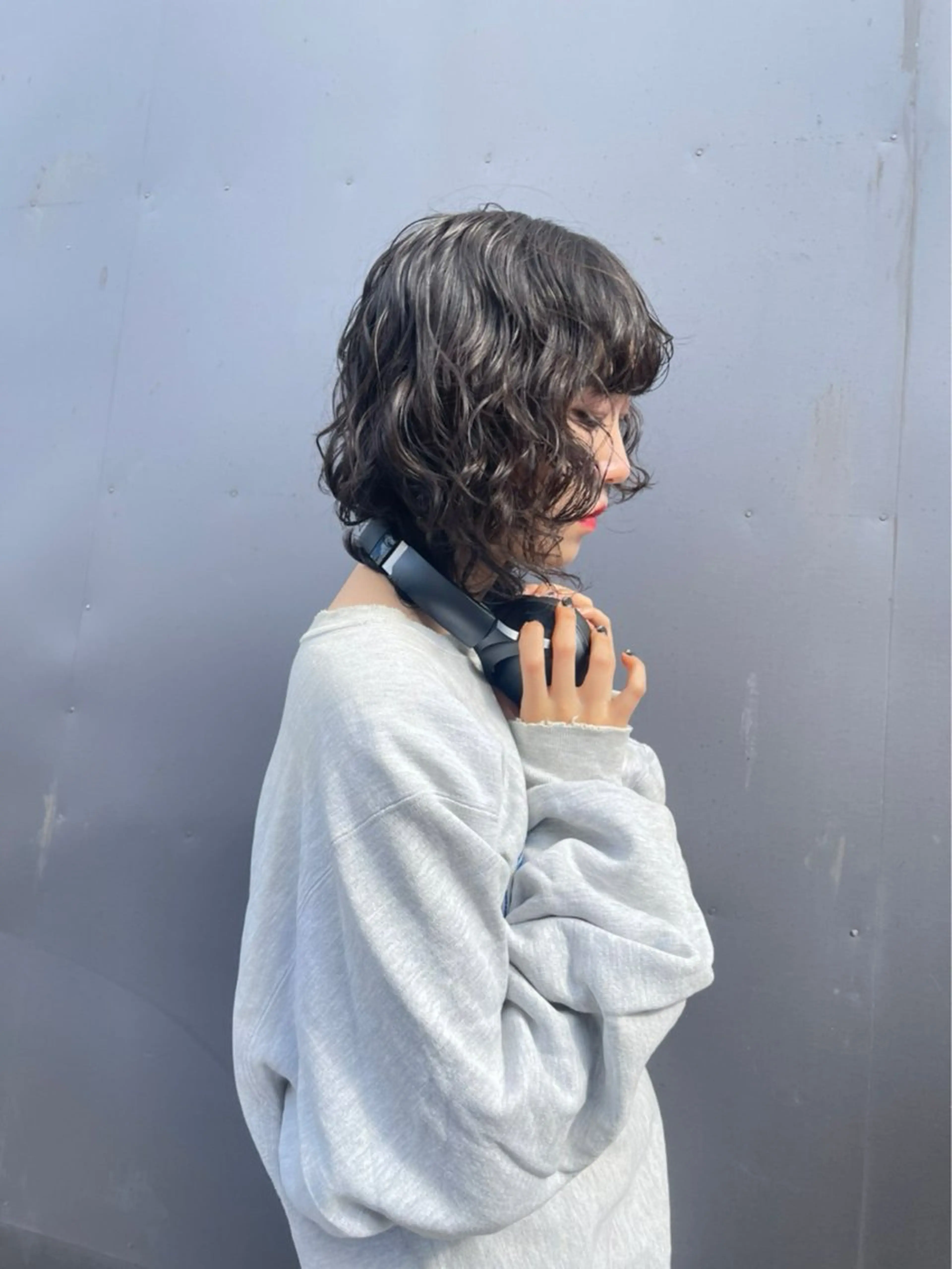 ミディアム パーマ ウルフレイヤー エクステ/kokiのヘアスタイル